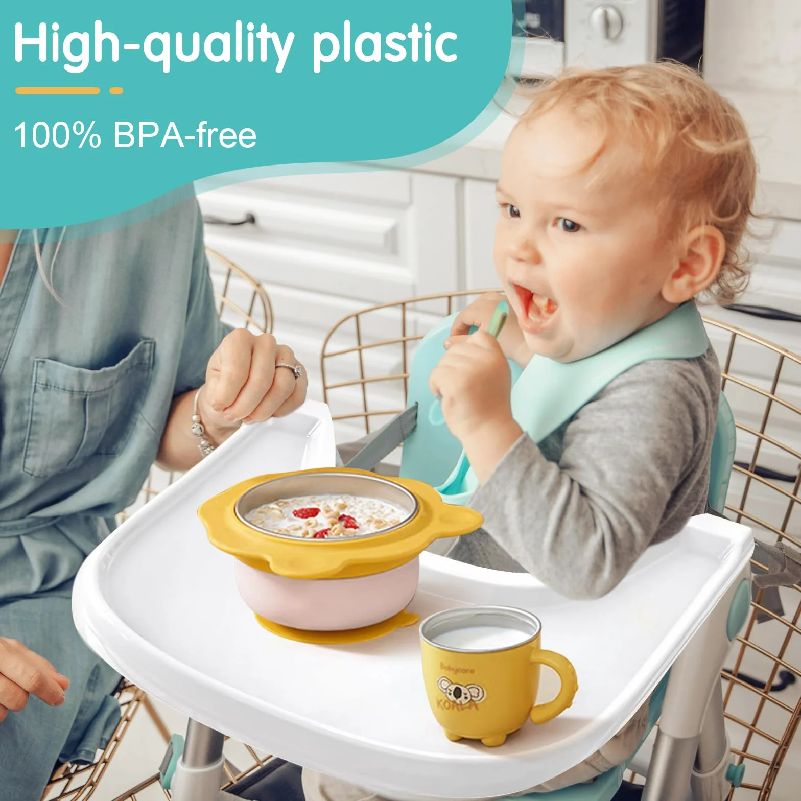 Vassoio compatibile con Stokke Tripp Trapp, tray accessori per seggiolone, per il bambino 6-36 mesi, facile da assemblare, al 100% senza BPA, bianco
