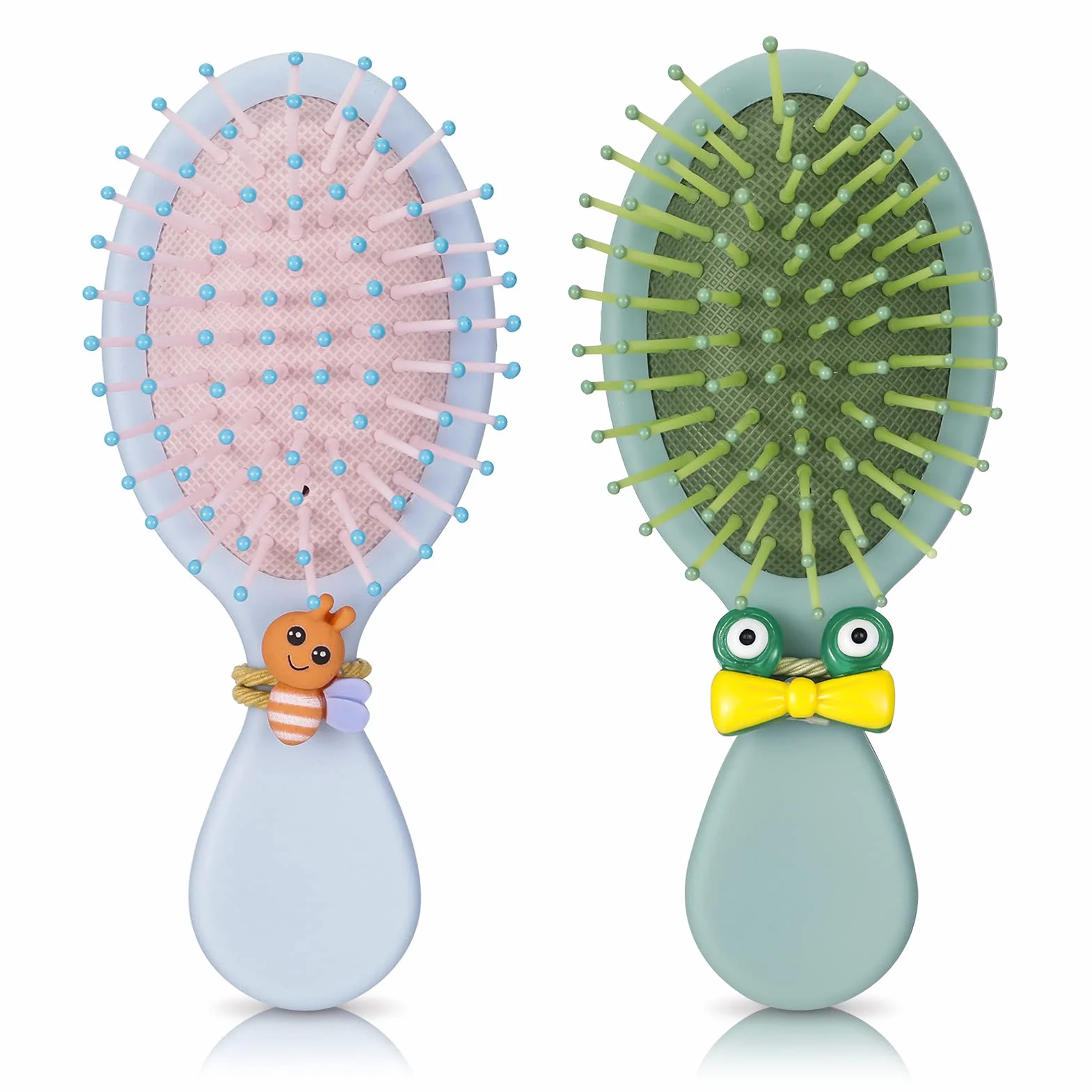 ADAKEL Spazzola per Capelli, Bpazzola Districante Ovale per Bambini Pettine Portatile da Massaggio con Gasbag con Corda per Capelli per tutti i tipi di capelli (Blu, Verde)