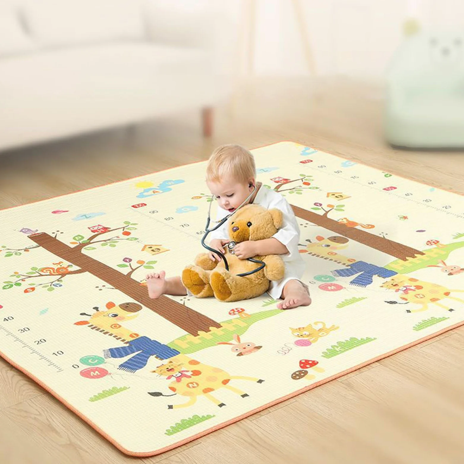 Tappeto Per Bambini 200x180cm Tappeto Pieghevole Per Gattonamento | Tappeto per Sala Giochi e Area Ricreativa Per Asilo Scuola Infanzia Soggiorno Camera