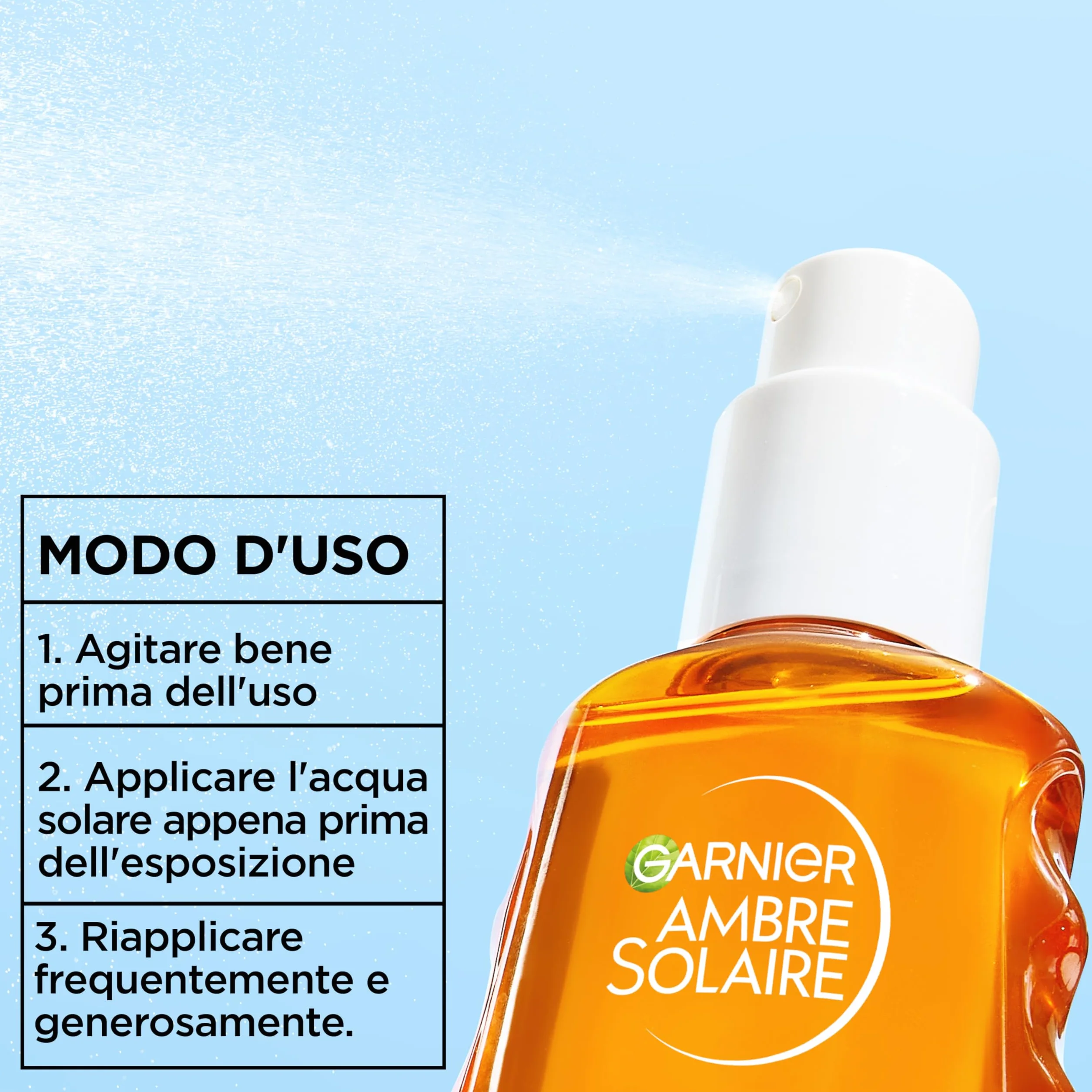 Garnier Acqua Solare Idratante SPF 30, Per Tutti i Tipi di Pelle, Idratazione e Protezione dagli UV, Resistente ad Acqua, Sudore e Sabbia, Finish Invisibile, Ambre Solaire Advanced Sensitive, 150 ml