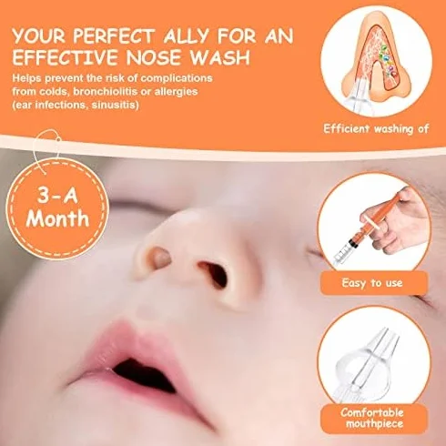 Vicloon Irrigatore Nasale, 6 Pezzi 10 ml Dispositivo di Risciacquo per Lavaggio Cavo Nasale con 6 Punta di Aspirazione in Silicone,Siringa per Lavaggi Nasali Bambini, Sicuro per il Naso, Colorato