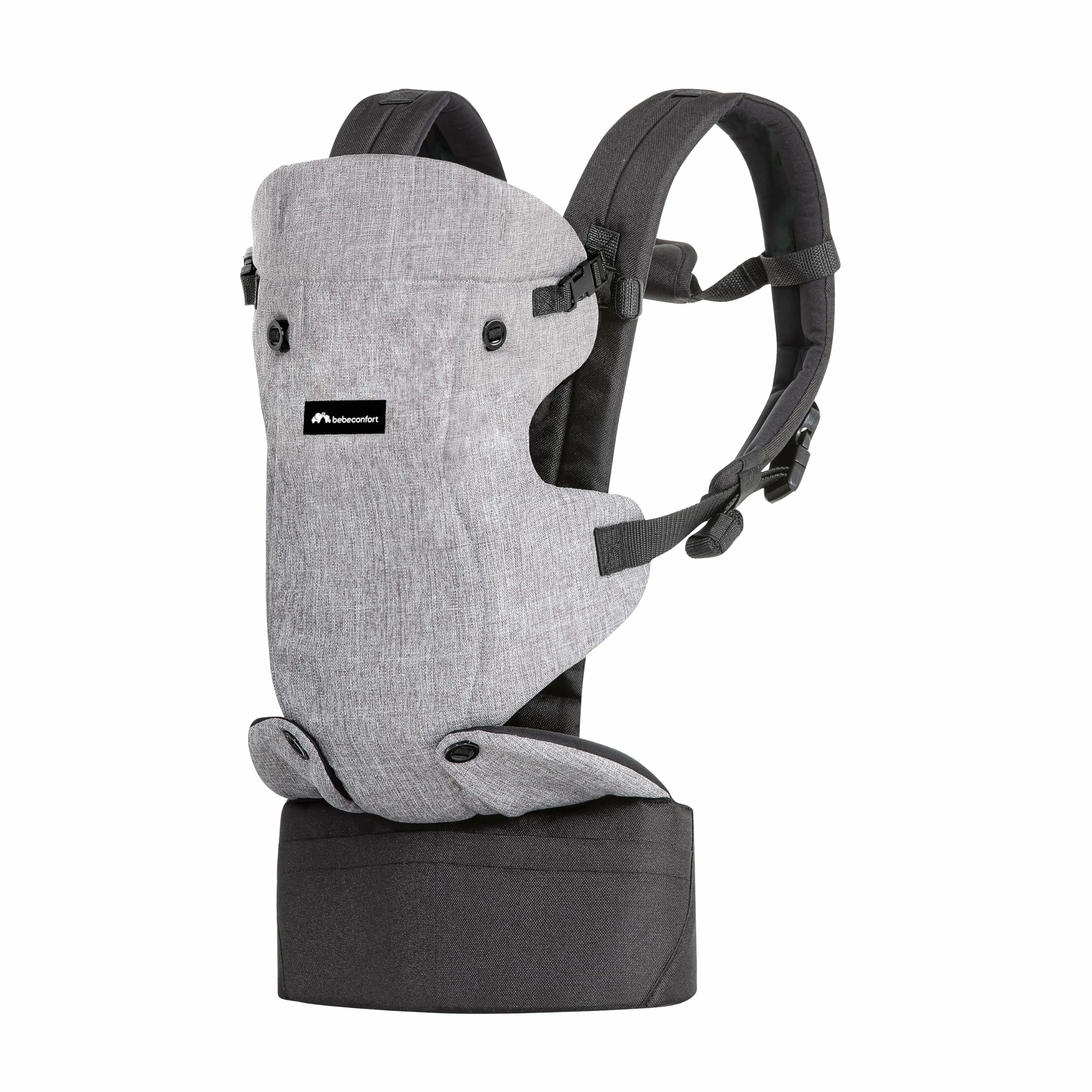 Bebeconfort Go4 Marsupio Ergonomico per neonati, 4 posizioni: fronte mamma e fronte strada, Schiena e Laterale, per bambini dalla nascita fino-15kg, Colore Black Chic (grigio scuro)