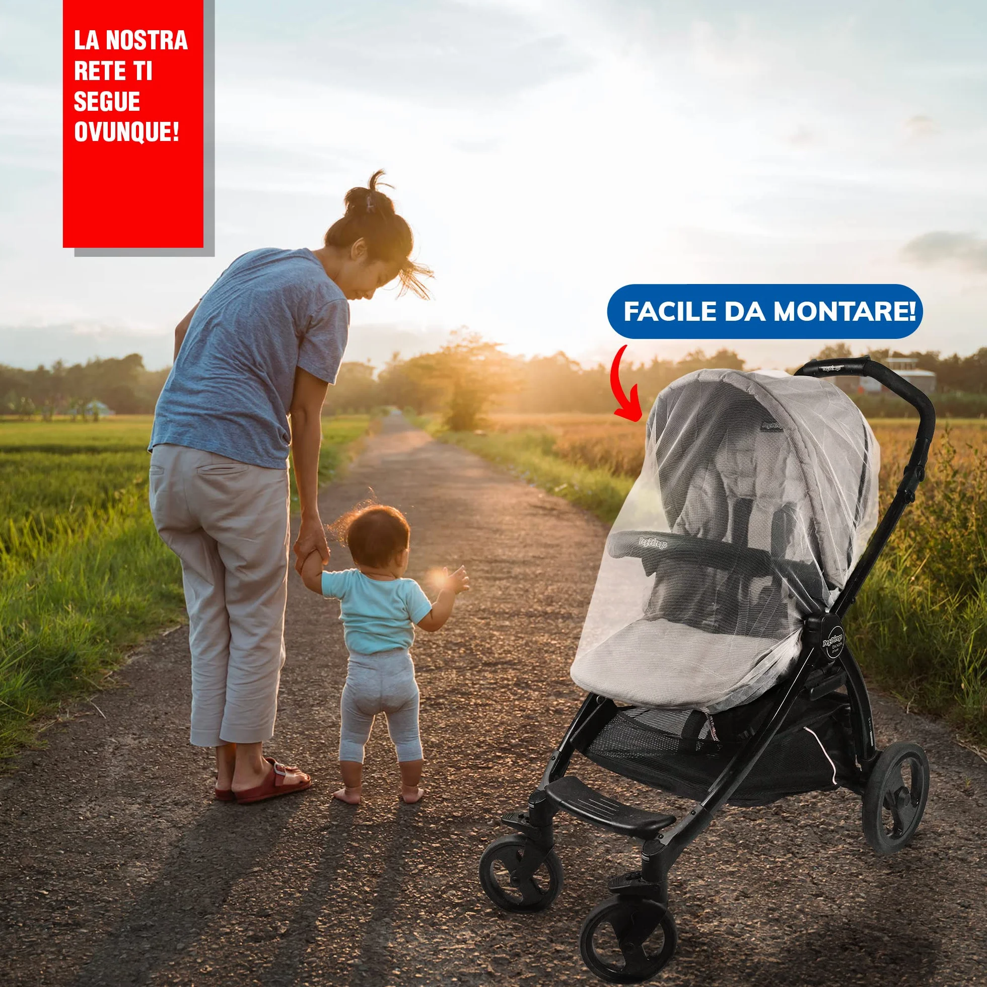 Zanzariera Universale TRANQUILISAFE® - Zanzariera per carrozzina, passegino, culla e lettino neonato di tutte le dimensioni - Protezione Antizanzare e Anti mosche - borsa di stoccaggio GRATUITA