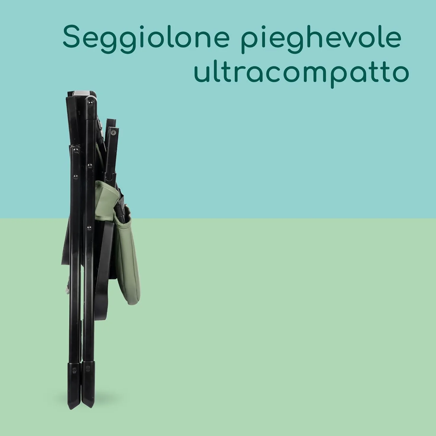 Bebeconfort Lily Seggiolone pappa bimbo, 6 mesi-3 anni, 9-15 kg, Seggiolone Pappa Pieghevole Viaggio, Seggiolone leggero (4 kg), Facile da pulire, Seduta Imbottita, Mineral Green