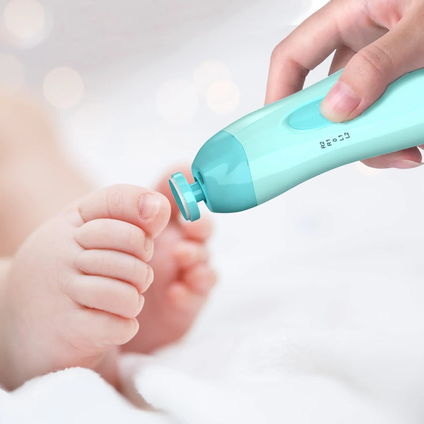 Tagliaunghie Neonato, Megainvo Tagliaunghie Bambini Set Tagliaunghie Elettrico Lima Unghie per Bambini 10 in 1 con LED Light per Neonati e Adulti (senza batteria)