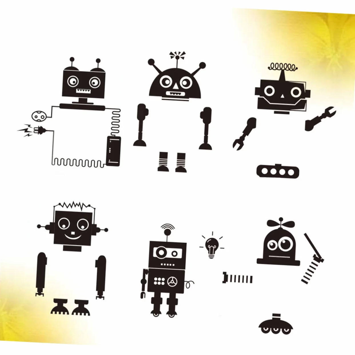 VICASKY 12pezzi Adesivi Interruttore Robot Creativi Per Decorazioni Murali Stickers Rimovibili Per Camerette e Salotti Design Unico
