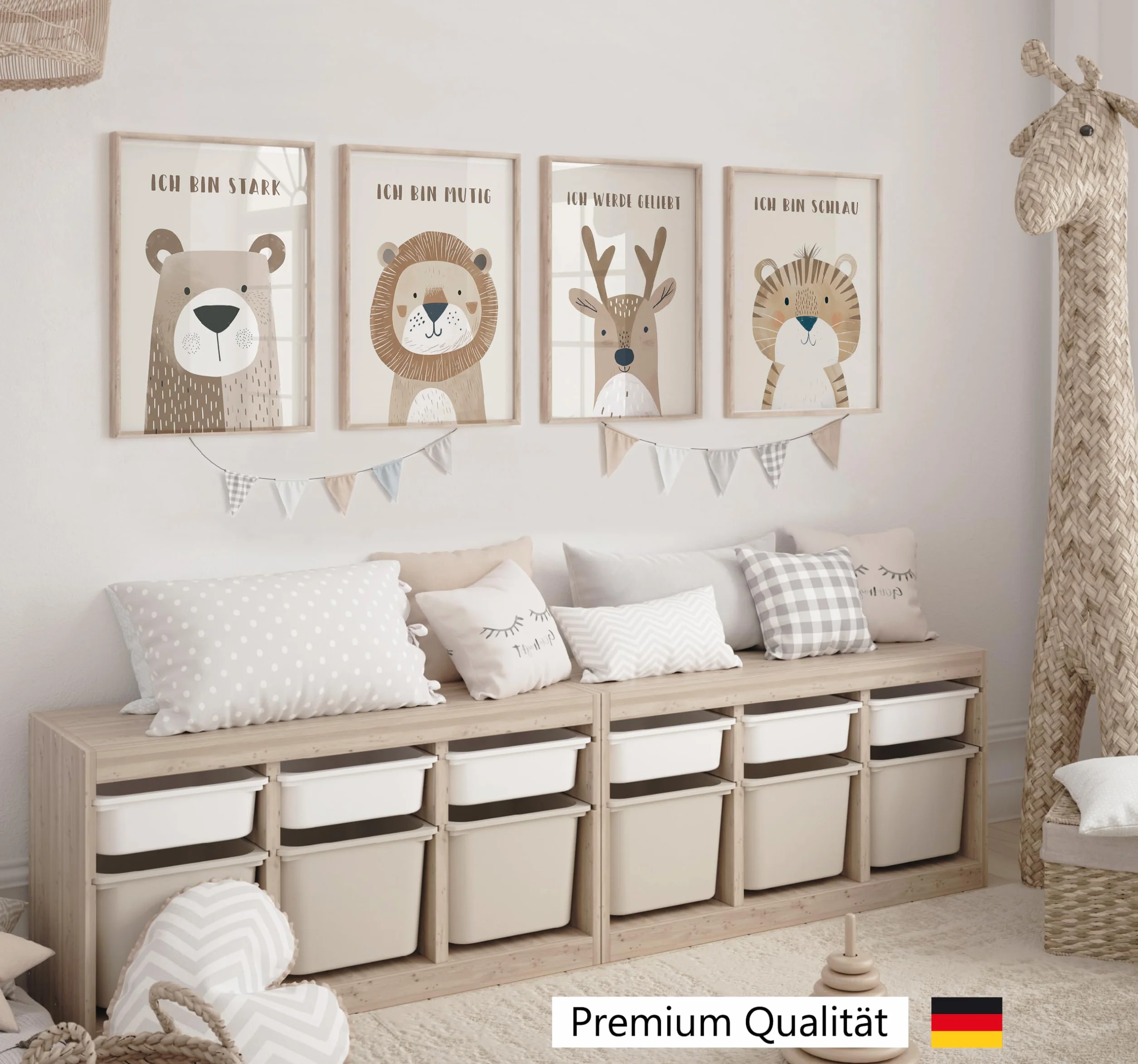 LAVEMA Poster affermativo per bambini, formato A4 (21 x 30 cm), animali, beige, immagini decorative per ragazze e ragazzi affermazioni