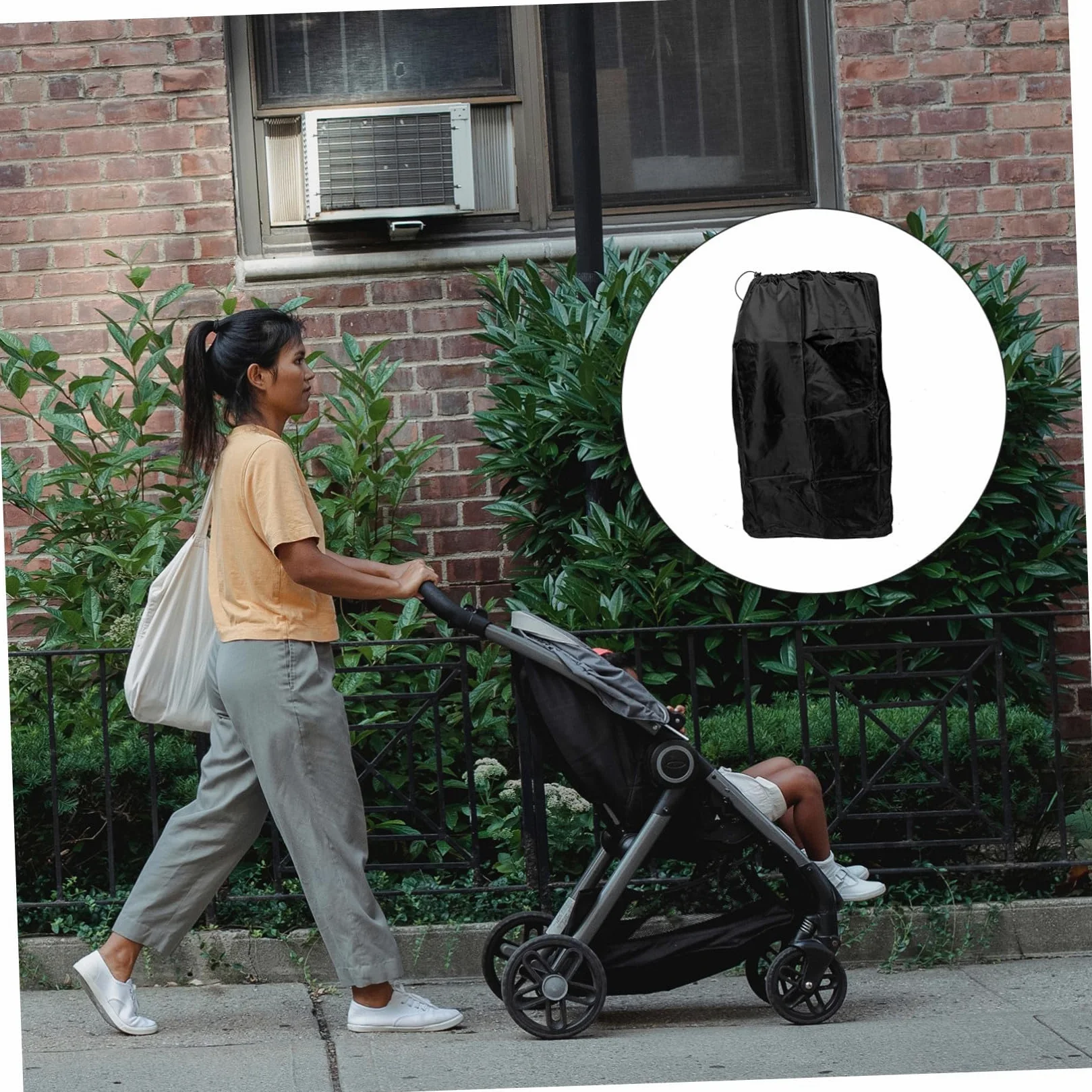 Yardwe Borsa da Viaggio per Proteggere Passeggino Nero Chiusura a Cordoncino Bloccabile in Nylon e Spallacci Rinforzati per Passeggino in Viaggio in Aereo