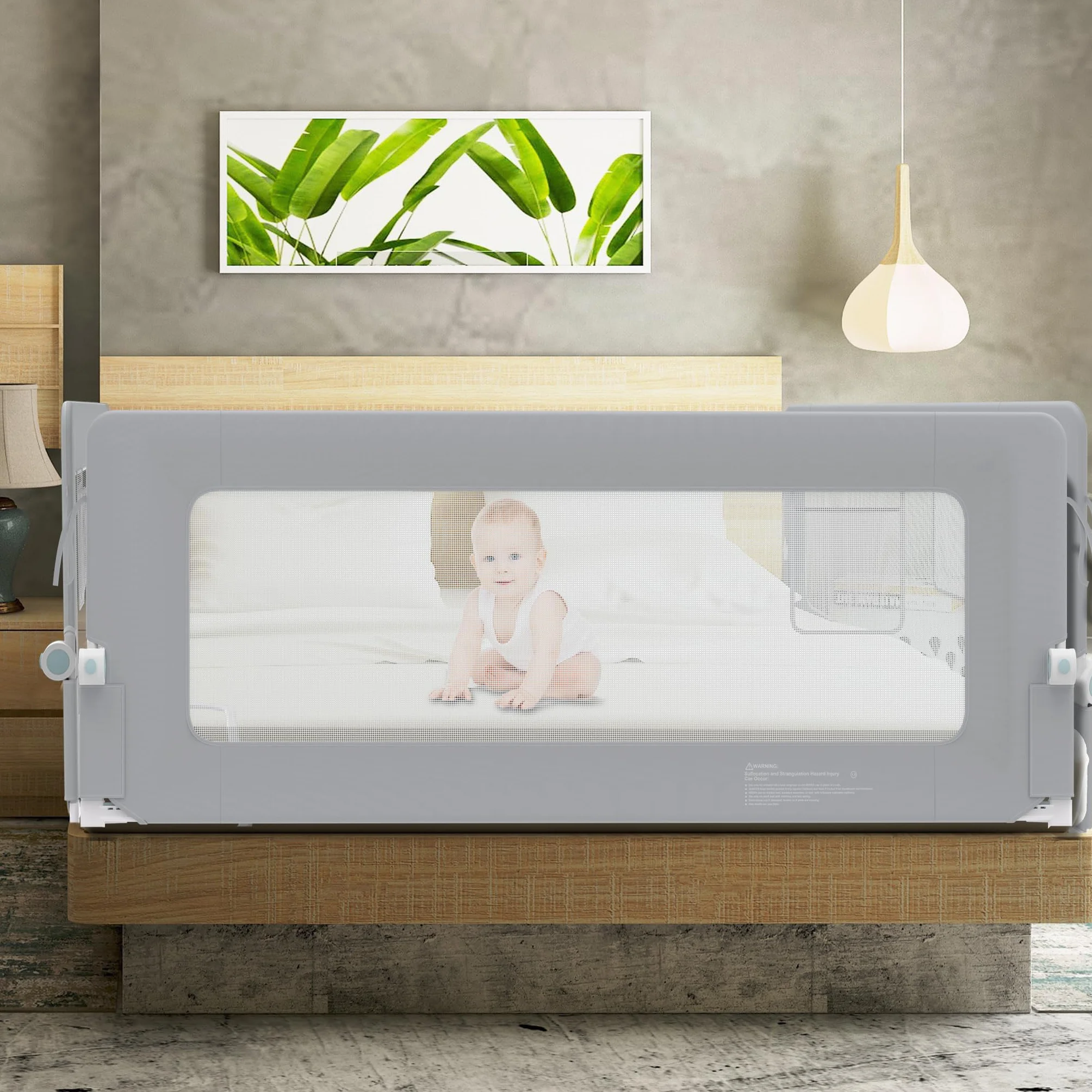 LZQ Zanzariera per letto per bambini, pieghevole, protezione contro le cadute, protezione dal letto, per bambini, protezione contro le cadute (grigio chiaro, 180 cm)