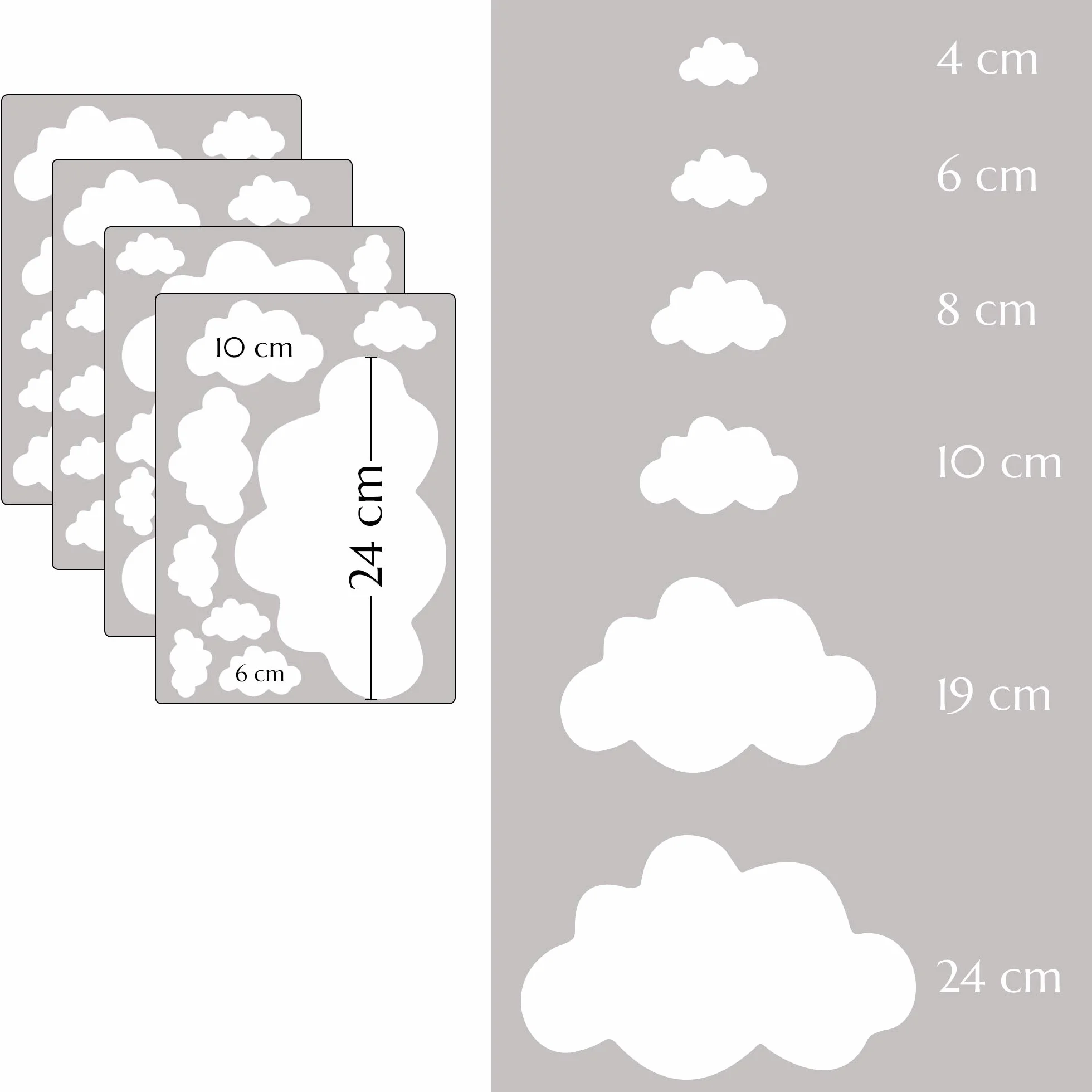 PREMYO Set 30 Adesivi Murali Bambini Nuvole - Wall Stickers Muro Cameretta - Decorazione Parete Camera da Letto Bianco