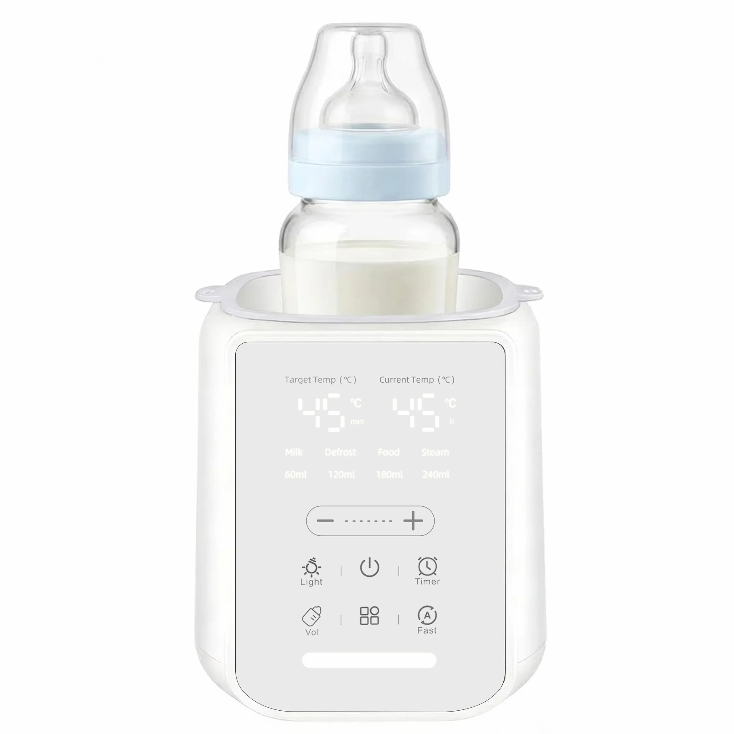 Scaldabiberon 8-in-1 con Controllo Temperatura Intelligente, per Latte Materno e Formula, con Funzione Sterilizzazione, Protezione da Surriscaldamento e Mantenimento della Temperatura Costante