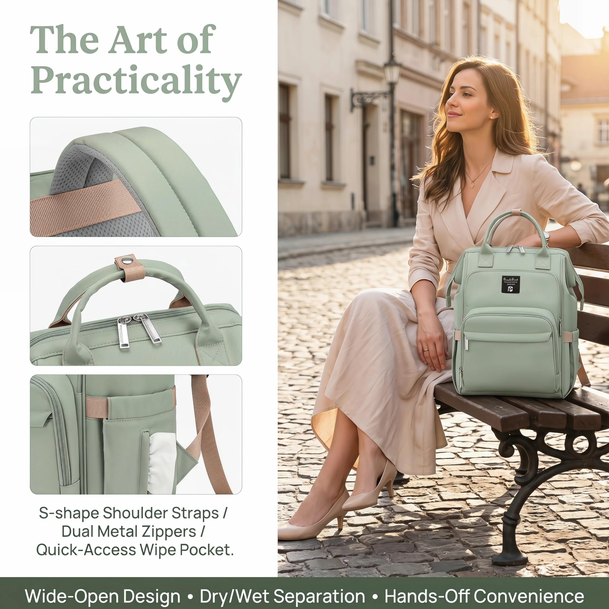 Pomelo Best Zaino Fasciatoio per Pannolini, Grande Capacità Impermeabile – Stile Macaron Pastello, Cinghie per Passeggino, Borsa Multifunzionale Unisex per Mamma e Papà – Ideale per Viaggi e Ospedale