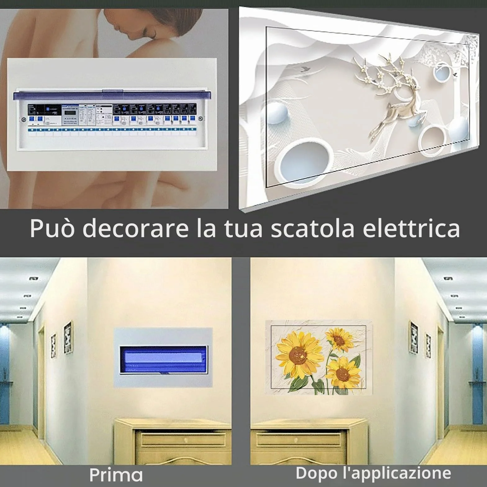 Stile Nordico Quadro Copri Quadro Elettrico Decorativo Adesivi Murali, Copri Contatore Elettrico Interno per Il Soffitto di Casa Copricontatore da Interno Arredo(30 * 20CM,G)