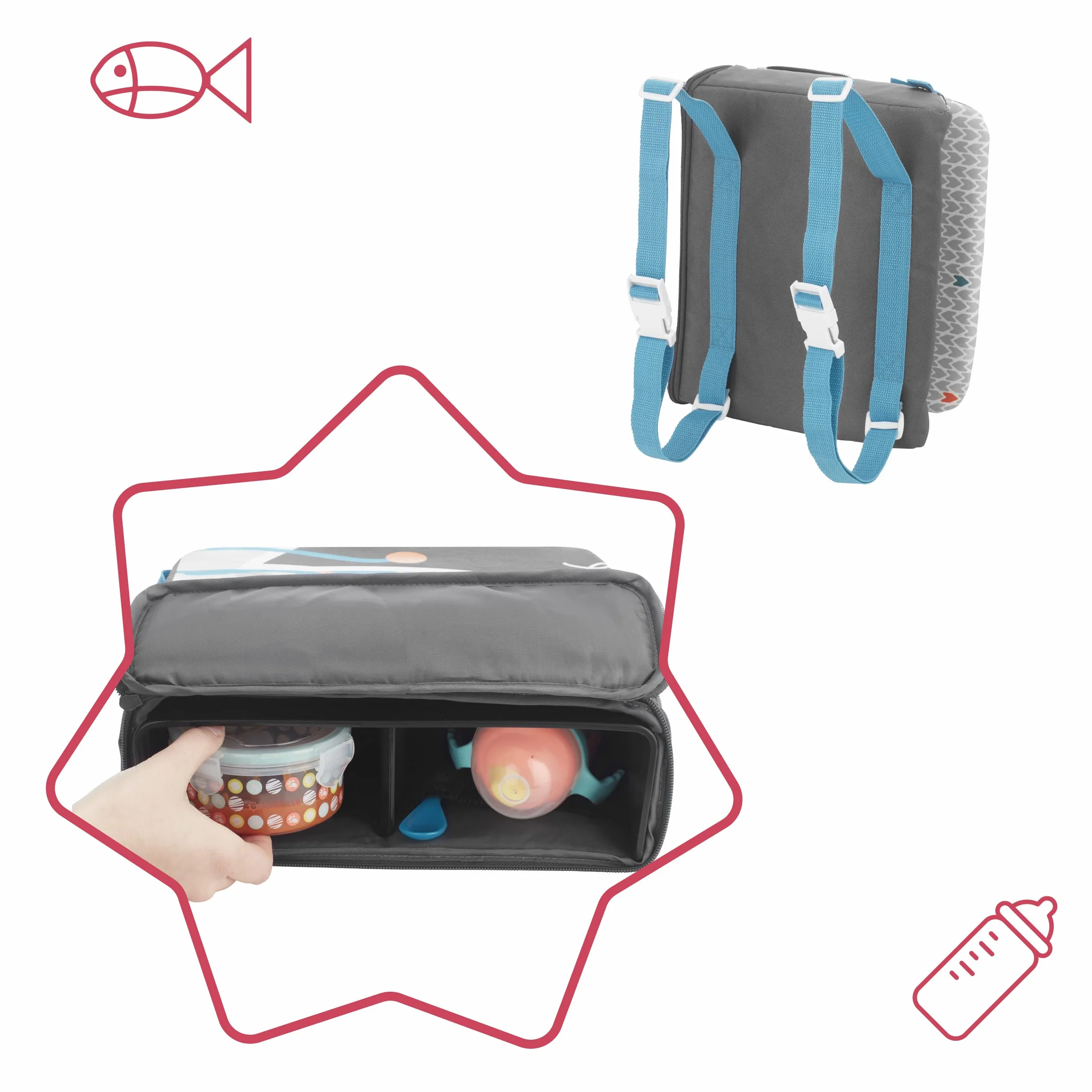 Badabulle Rialzo Sedia per Bambini Yummy Travel - Portatile, Leggero e universale -6-36 mesi d'età o un peso massimo di 15 kg
