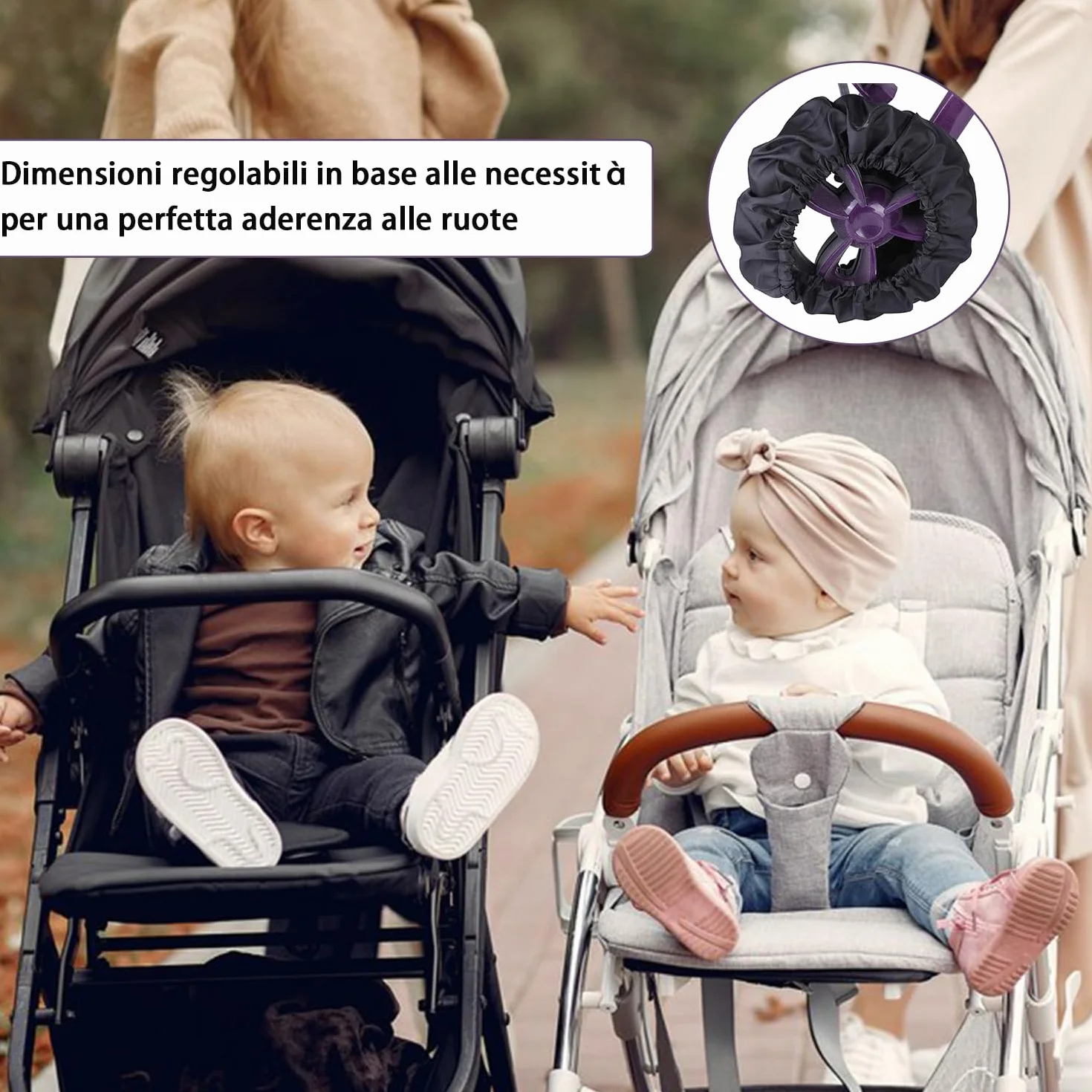 4 pezzi Copriruota per passeggino, Passeggino Coprigambe Antipolvere Copriruota, impermeabili e antisporco, accessori antipolvere
