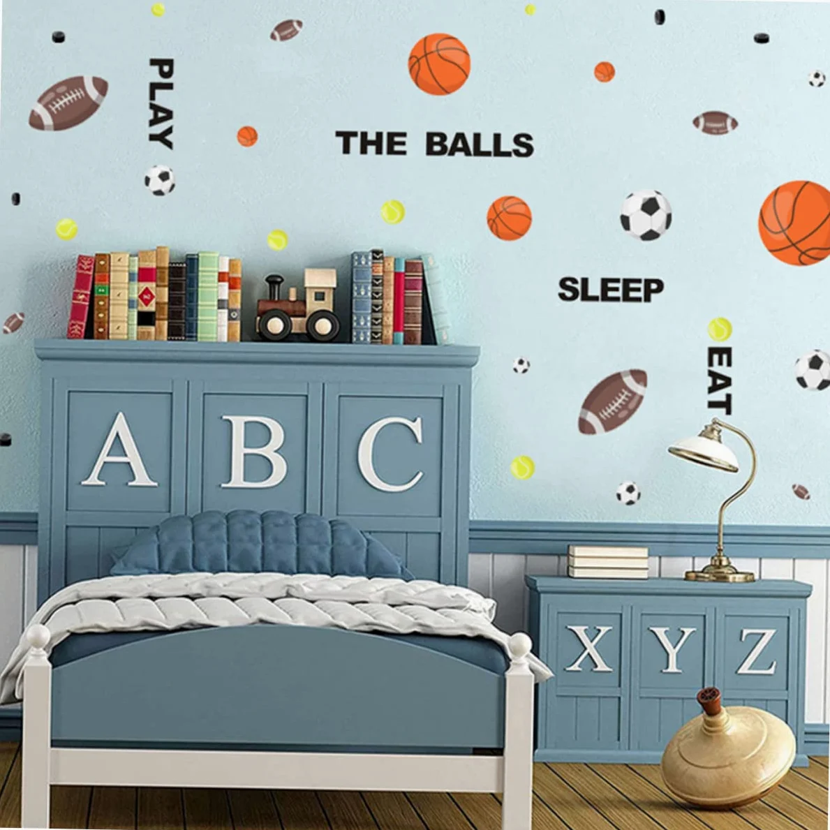 BESTonZON 3pezzi Adesivi Murali Sportivi Per Ragazzo Ragazza Decorazioni Rimovibili Con Palloni Da Calcio e Basket Stickers Creativi Per Cameretta Facili Da Applicare