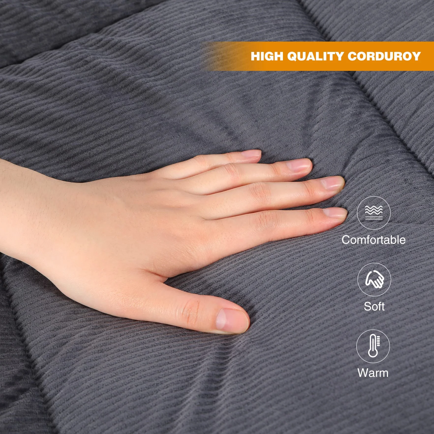 REDCAMP morbido cuscino da campeggio, letto pieghevole 190x70 cm, cotone spesso, imbottitura poliestere di alta qualità, grigio scuro