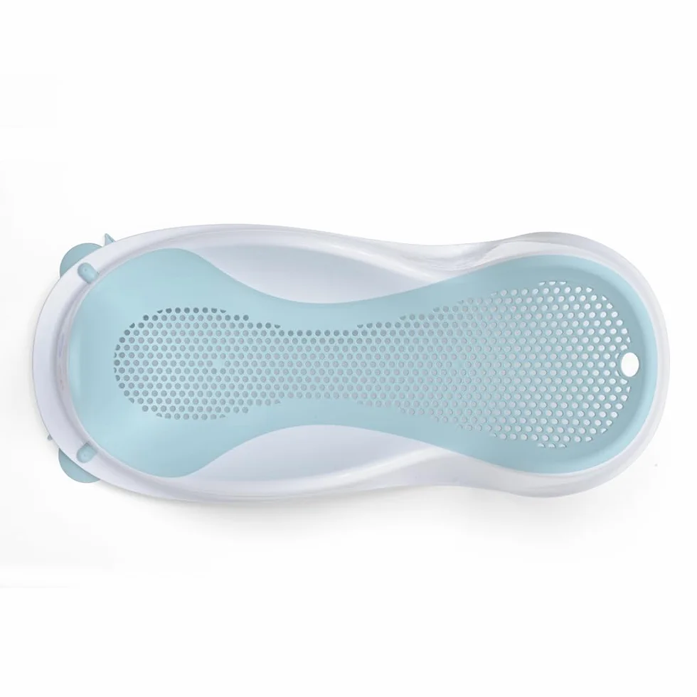 Foppapedretti Supporto Bagnetto Acquolina, per Bambini dalla nascita fino a 6 mesi (fino a 9 Kg), Igienico, Ergonomico, Maglia Morbida Antimuffa, Ventose per ancoraggio a vasca, Bianco Turchese