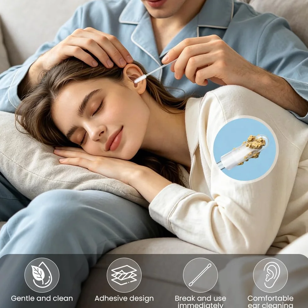 OFFCUP 24 Bastoncini Adesivi per Pulizia Orecchie, Asta Pulizia Orecchie Appiccicoso Lavabile, Sticky Ear Cleaner, Earwax Removal Stick Riutilizzabili per Adulti E Bambini, Ideale per Viaggi E Casa