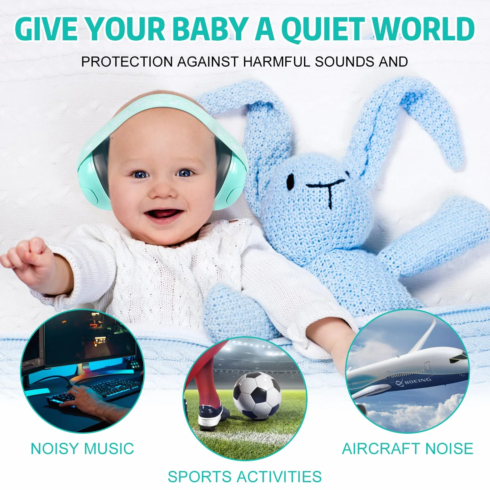 forhome Cuffie Antirumore Bambini, Protezione acustica per bambini, Cuffie Neonato Antirumore, Paraorecchie Pieghevoli, Adatto per Neonati di età Compresa tra 0 e 2 Anni (verde)