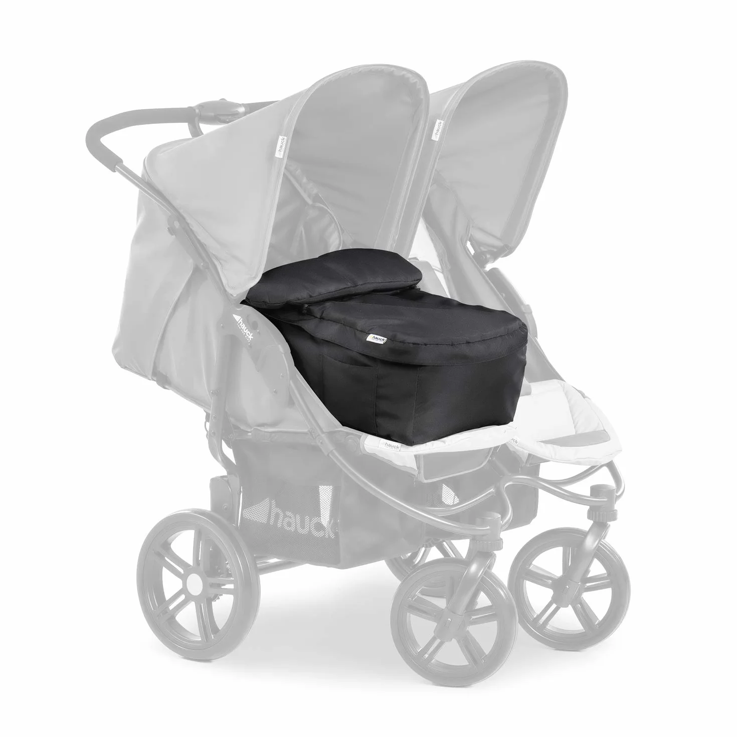 hauck 2in1 Carrycot, Nero - Culla Neonato per Passeggini e Carrozzine 75 x 35 x 20 cm - Navicella Semirigida Convertibile in Coprigambe - con Fessure per Cintura a 5 Punti - Portatile