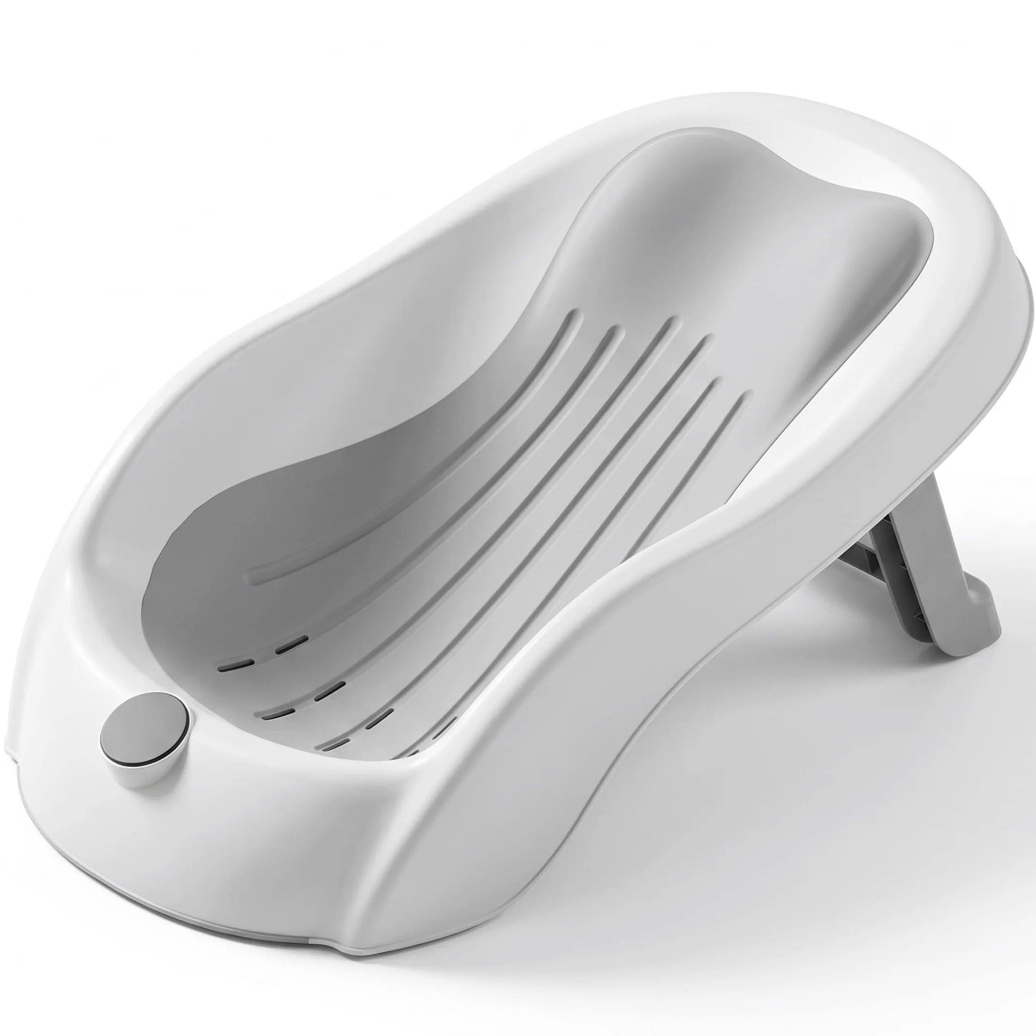 Supporto per bagnetto, vaschetta per il bagnetto con display digitale della temperatura e drenaggio, seggiolino pieghevole per vasca da bagno antiscivolo per neonati (grigio) #1