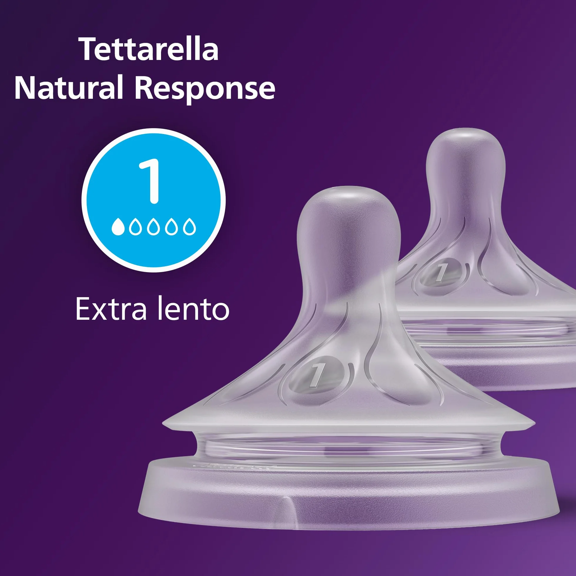 Philips Avent Tettarella per biberon Natural Response - 2 tettarelle per biberon a flusso 1, per neonati, senza BPA (modello SCY961/02)