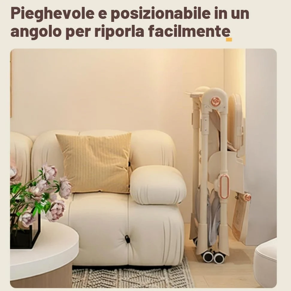 Seggiolone convertibile pieghevole per neonati e bambini,cachi | Diverse posizioni di reclinazione, superficie liscia semplice da lavare