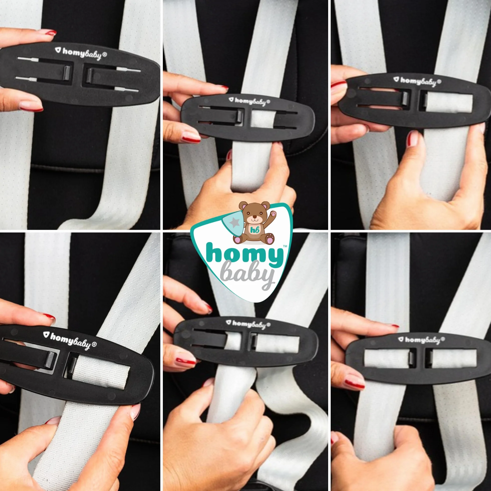 HOMYBABY® Fibbia di Sicurezza per Bambini – Clip Antisfuggimento per Imbracatura – Ferma Bretelle per Seggiolone e Passeggino – Impedisce al Bambino di Sfilarsi
