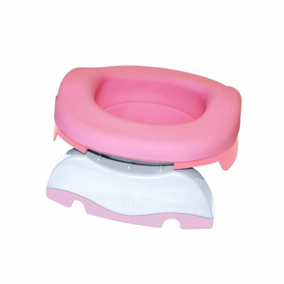 POTETTE PLUS Set di vasetto multifunzionale: vasetto da viaggio, riduttore per WC, vaso da casa grazie alla ricarica morbida e 10 ricariche usa e getta (rosa chiaro)