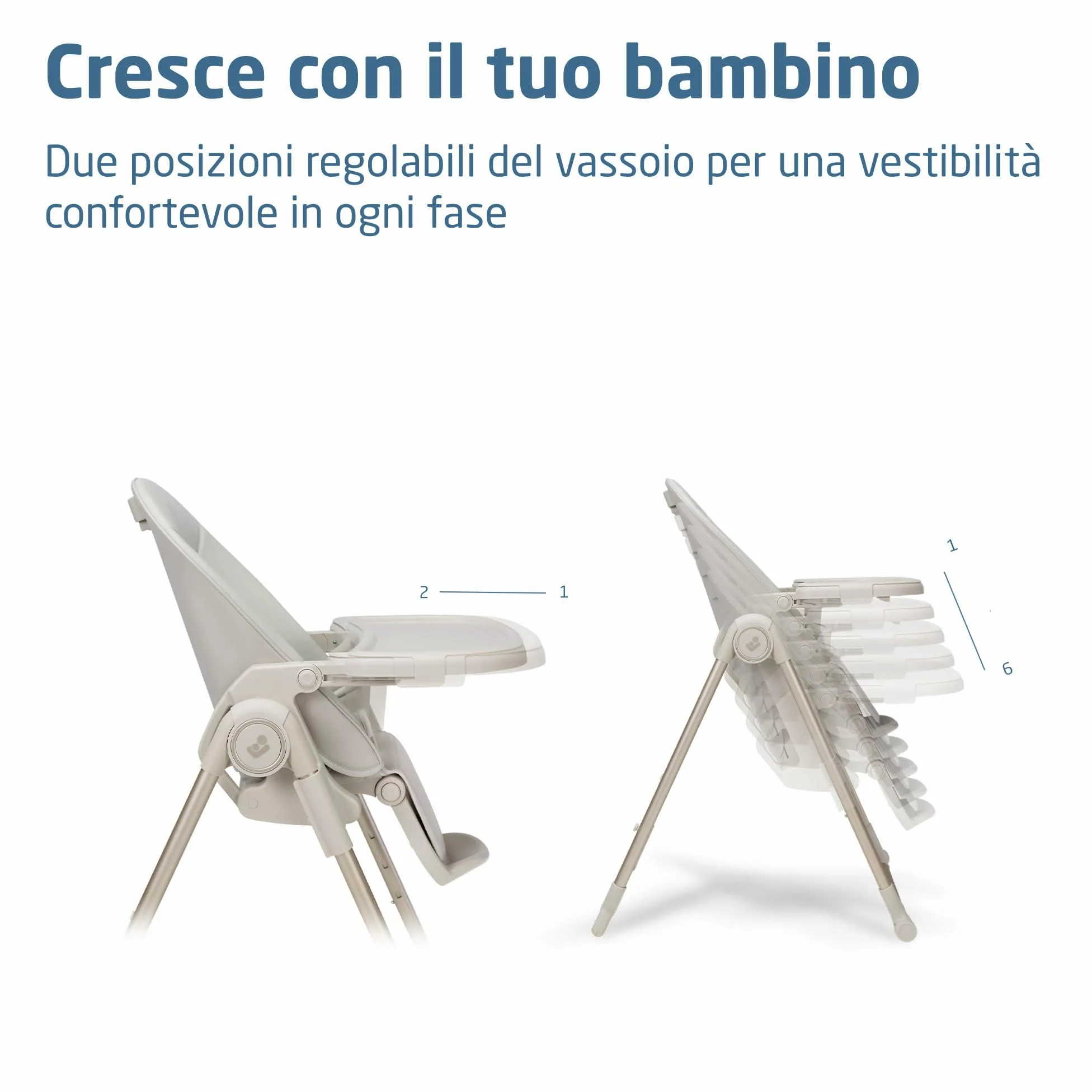 Maxi-Cosi Ava2,Seggiolone Pappa 0-3 Anni (Fino a 15 kg), Seggiolone Pieghevole Compatto, Leggero (9,45 kg), 5 Reclinazioni e 6 Altezze, Vassoio Rimovibile Con Una Mano, 2 Ruote, Elegance Beige