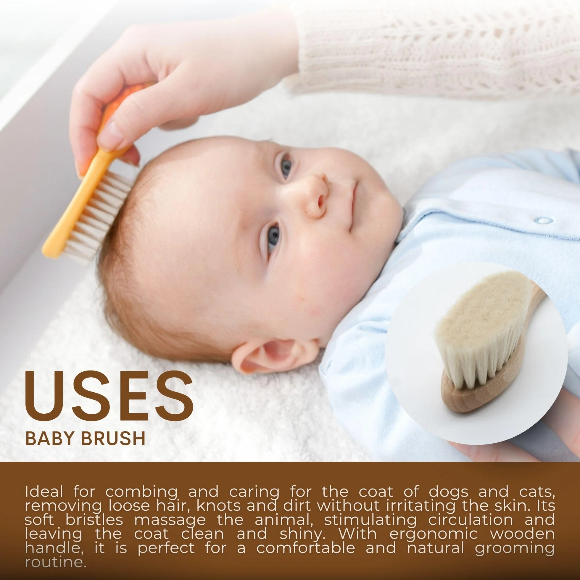 DOJA Barcelona Spazzola Massaggiante per Neonato con Cura Capillare Efficace, Setole Morbide e Uso Semplice - Capelli Bambini- Spazzola Crosta Lattea Neonato - Pettine per Bambina