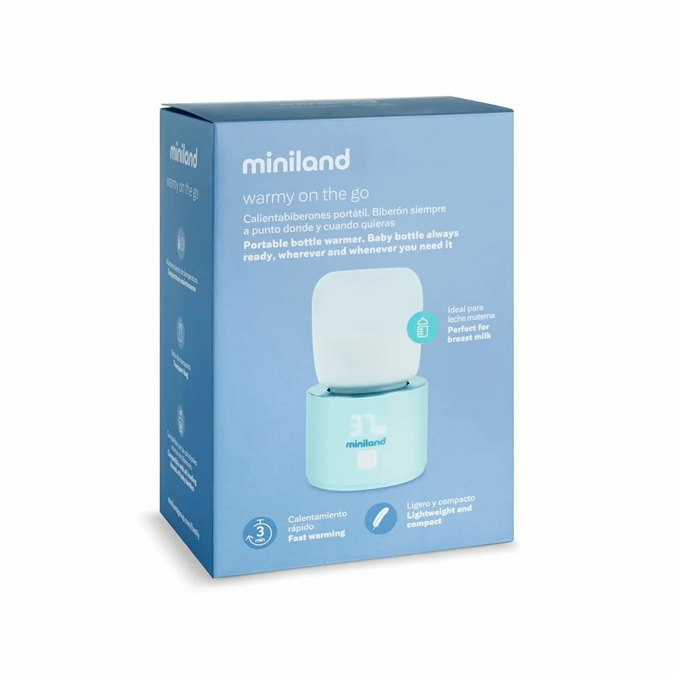 Miniland Scaldabagno portatile, leggero e compatto, con adattatori per biberon e cavo di ricarica, ideale per viaggi e passeggiate, accessori di alimentazione | Warmy On the Go