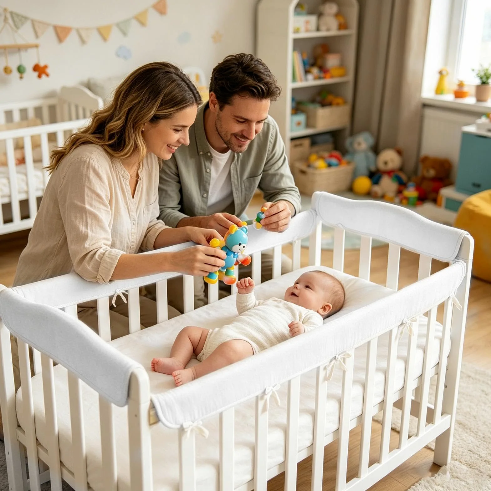 Set di 4 protezioni per culle | Protezione per il bordo del letto per ambienti interni per le stagioni calde della camera dei bambini