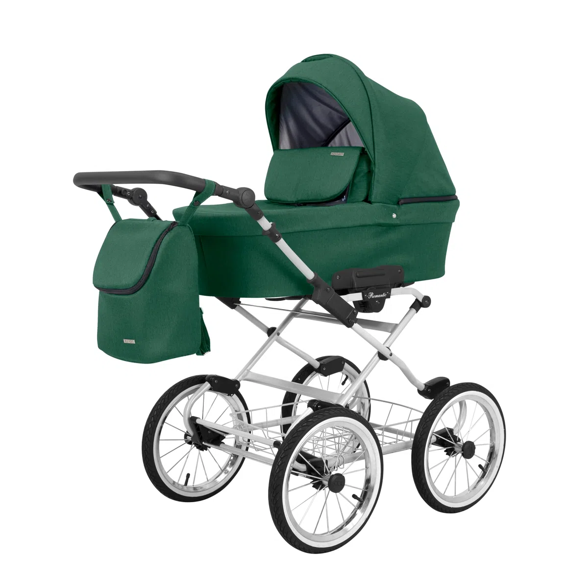 Passeggino per bambini 3 in 1 et 2 in 1 navicella carrozzina seggiolino auto KUNERT Romantic 3in1 et 2in1 passeggini (verde- cornice grigia, 3in1 Cosmo)