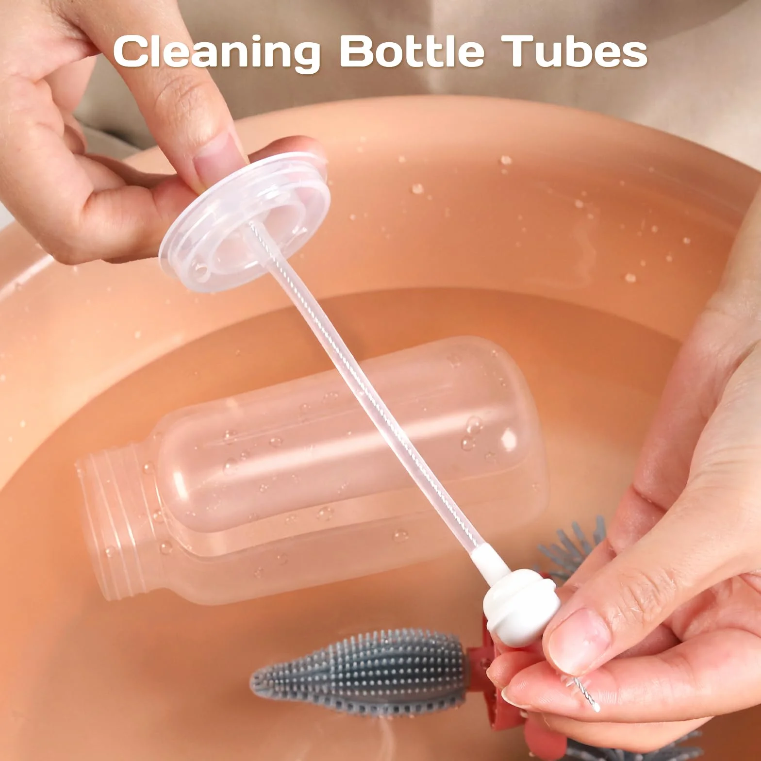 Ayvisun Spazzola per Biberon in Silicone, Spazzola 3-in-1 per Biberon e Tettarelle, Silicone per Uso Alimentare, Pulizia Delicata Senza Graffi, Design con Supporto Verticale