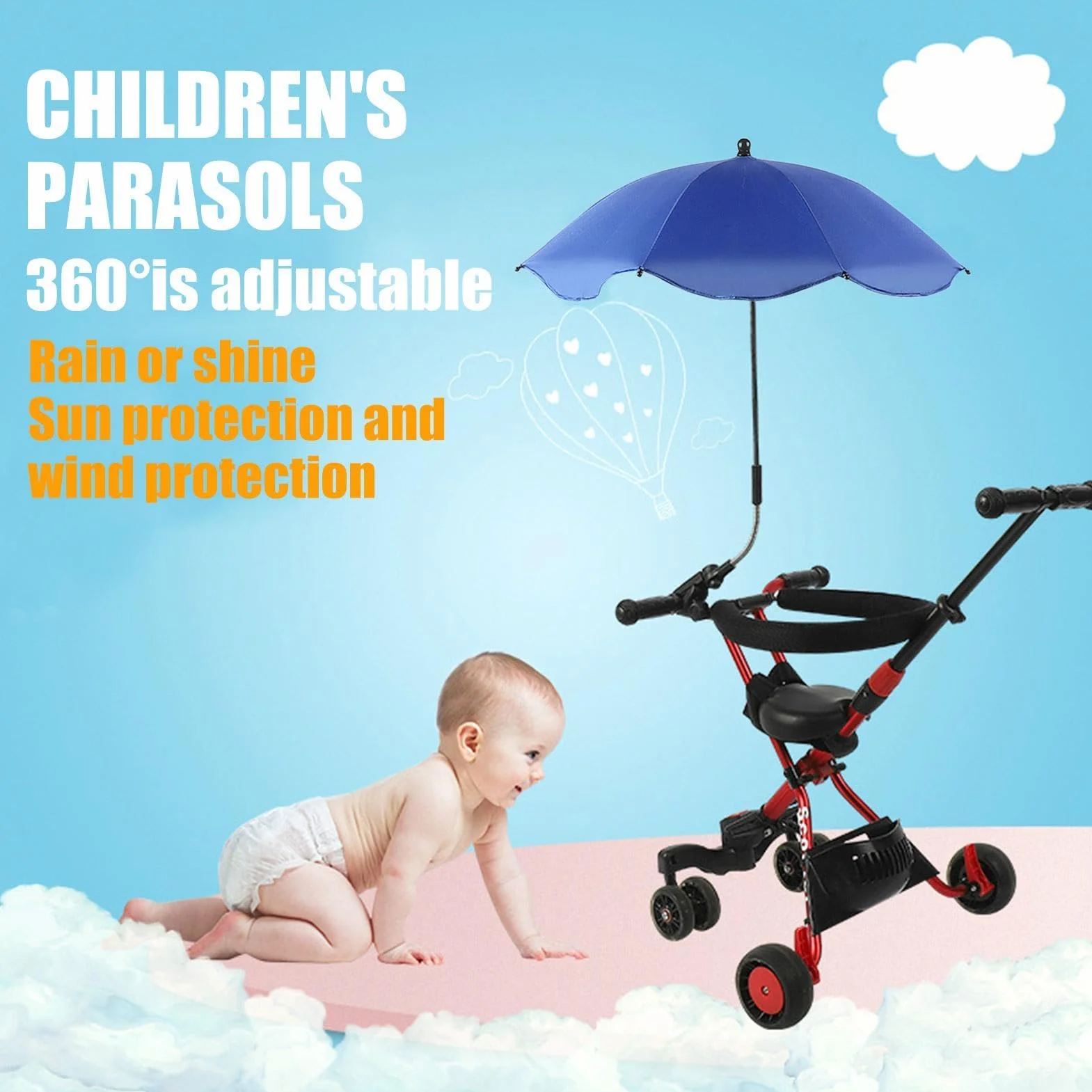 Ombrellino Per Passeggino | Ombrellino Per Passeggino Per Bambini, Protezione UV, Ombrellone Per Passeggino, Ombrellone Per Passeggino, Ombrellone Per Protezione Solare, Con Morsetto Regolabile