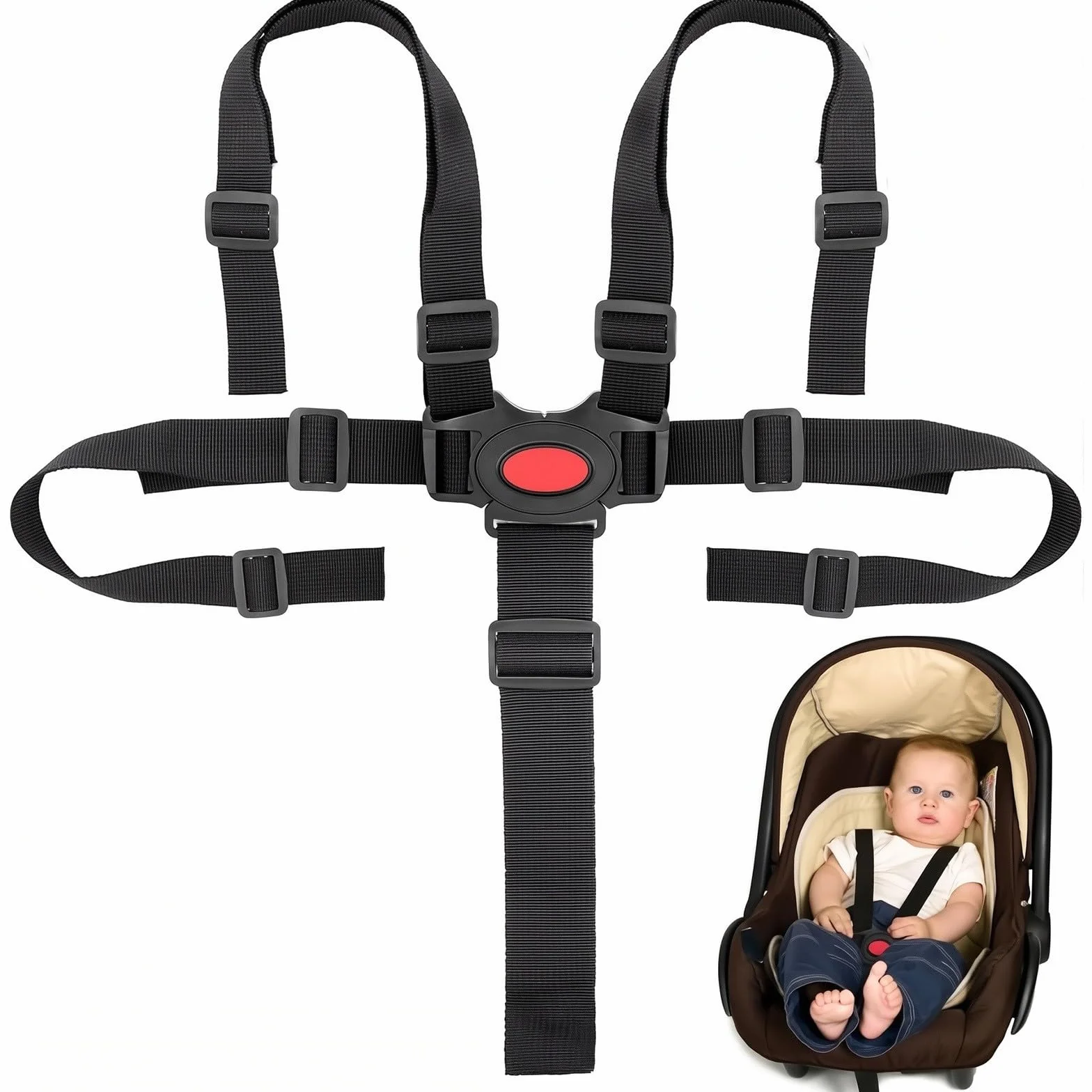 Cinture Universali per Seggiolone Cinghie per Seggiolone a 5 Punti, Regolabile Cintura di Sicurezza per Bambini per Seggiolino Cinghie Passeggini