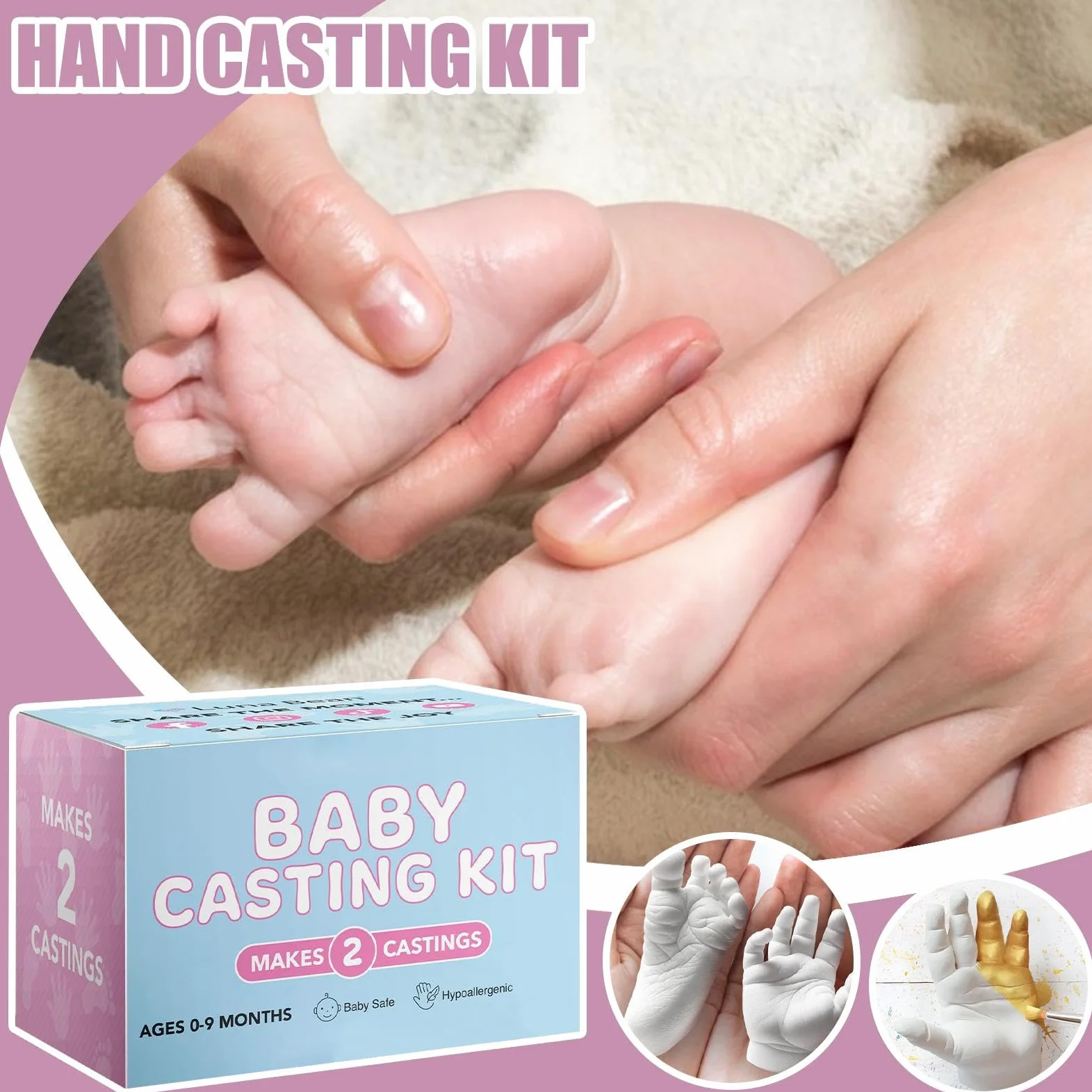 Kit di per mani e piedi del bambino, kit di ornamenti per impronte del bambino, set per commemorazione del primo compleanno di Natale | Footprint Molding Set for Christmas First Birthday Commemoration