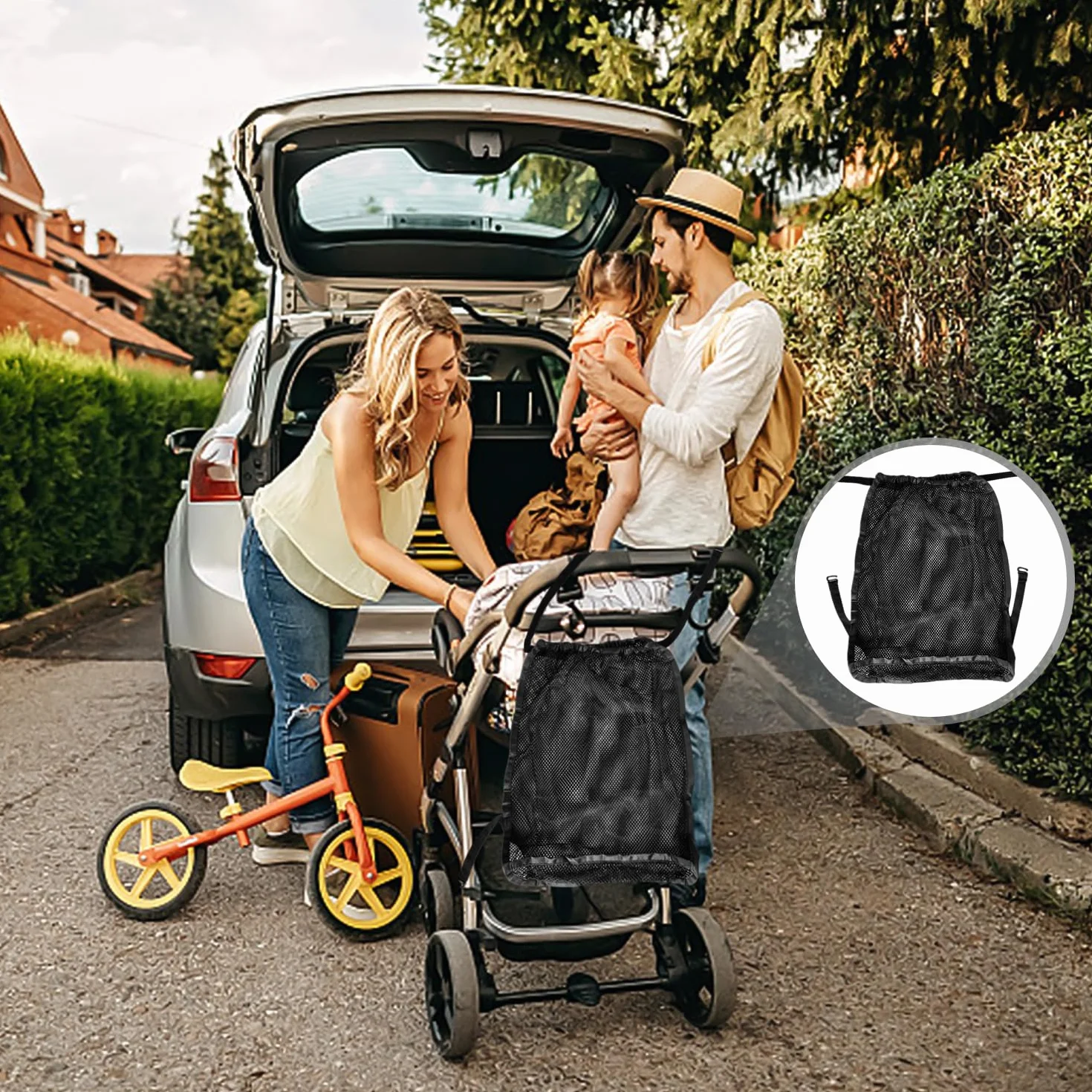 Rete Per Passeggino 2 Pezzi, Rete Per La Spesa Per Passeggino, Rete Per Auto Portatile, Rete Per La Spesa In Rete, Accessori Per Passeggino