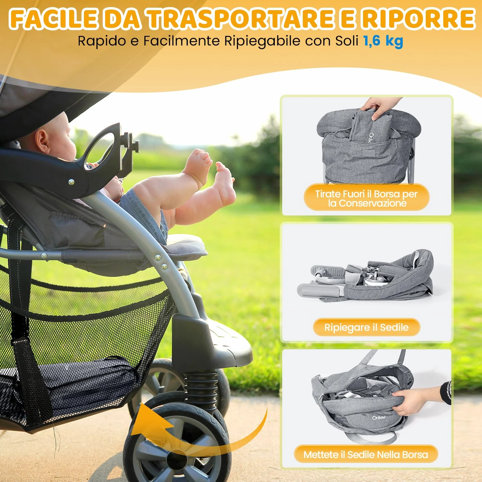 Orzbow Seggiolino da Tavolo per Bambini, Sedia da Tavolo per Bambini con Imbracatura a 5 Punti, Tappetini per l'imbottitura della Tracolla, Facile da Trasportare,per l'uso Domestico e Viaggi, Grigio