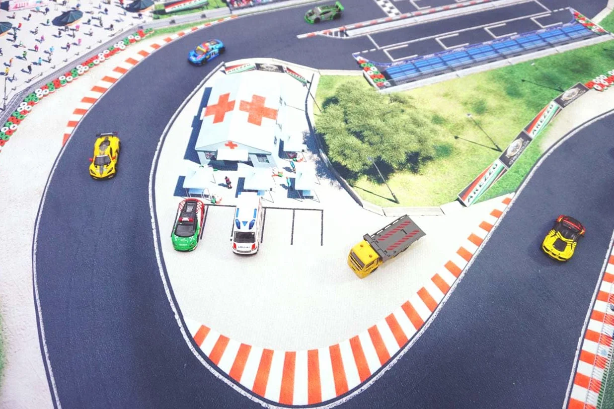 tappeto stradale per bambini, ideale per giocare con auto. Tappeto antiscivolo per cameretta con circuito Race Track in stile Formula 1. 180 × 120 cm