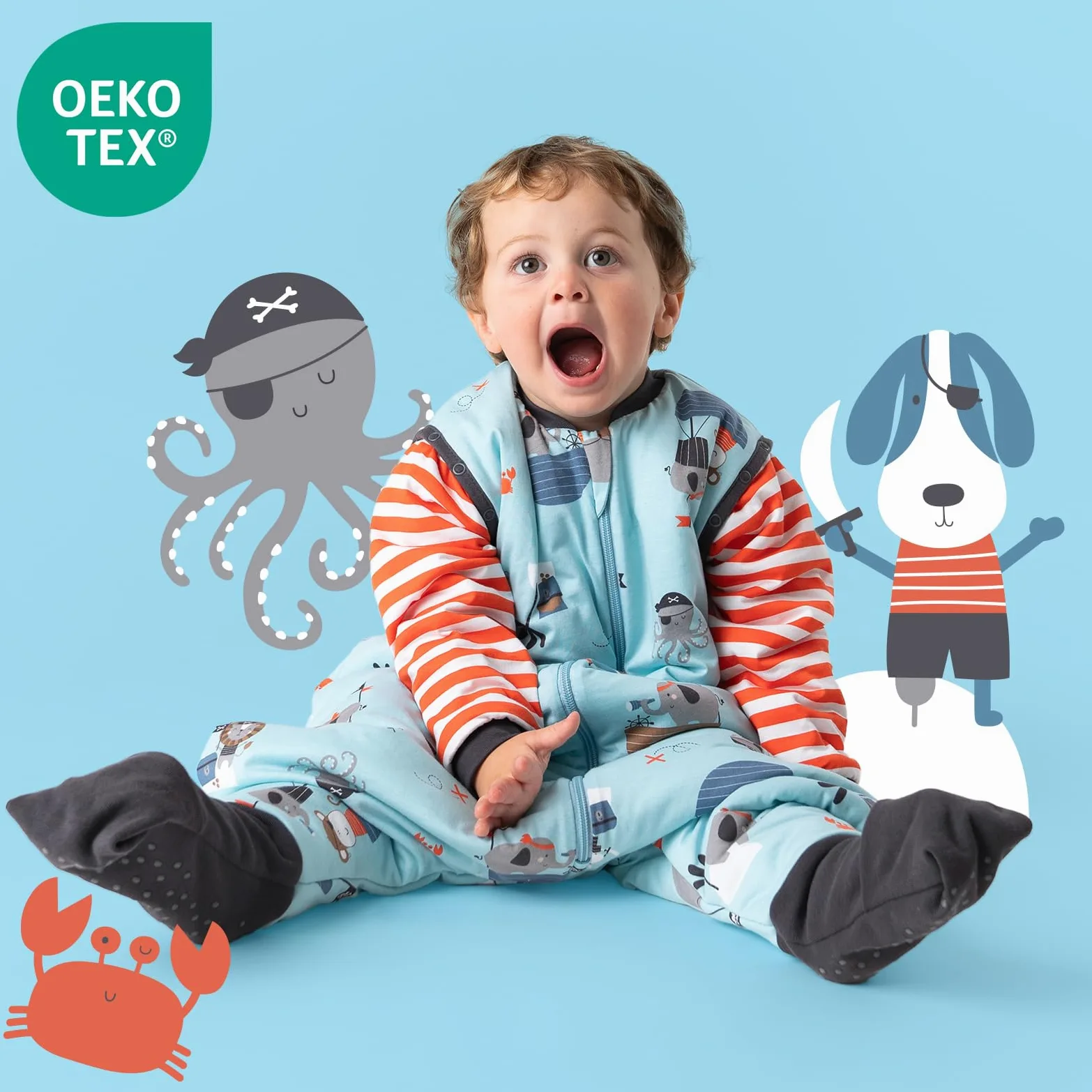 Sacco nanna con aperture per i piedi, per tutto l’anno, 2,5 Tog, unisex con elefanti, disponibile in 5 taglie diverse