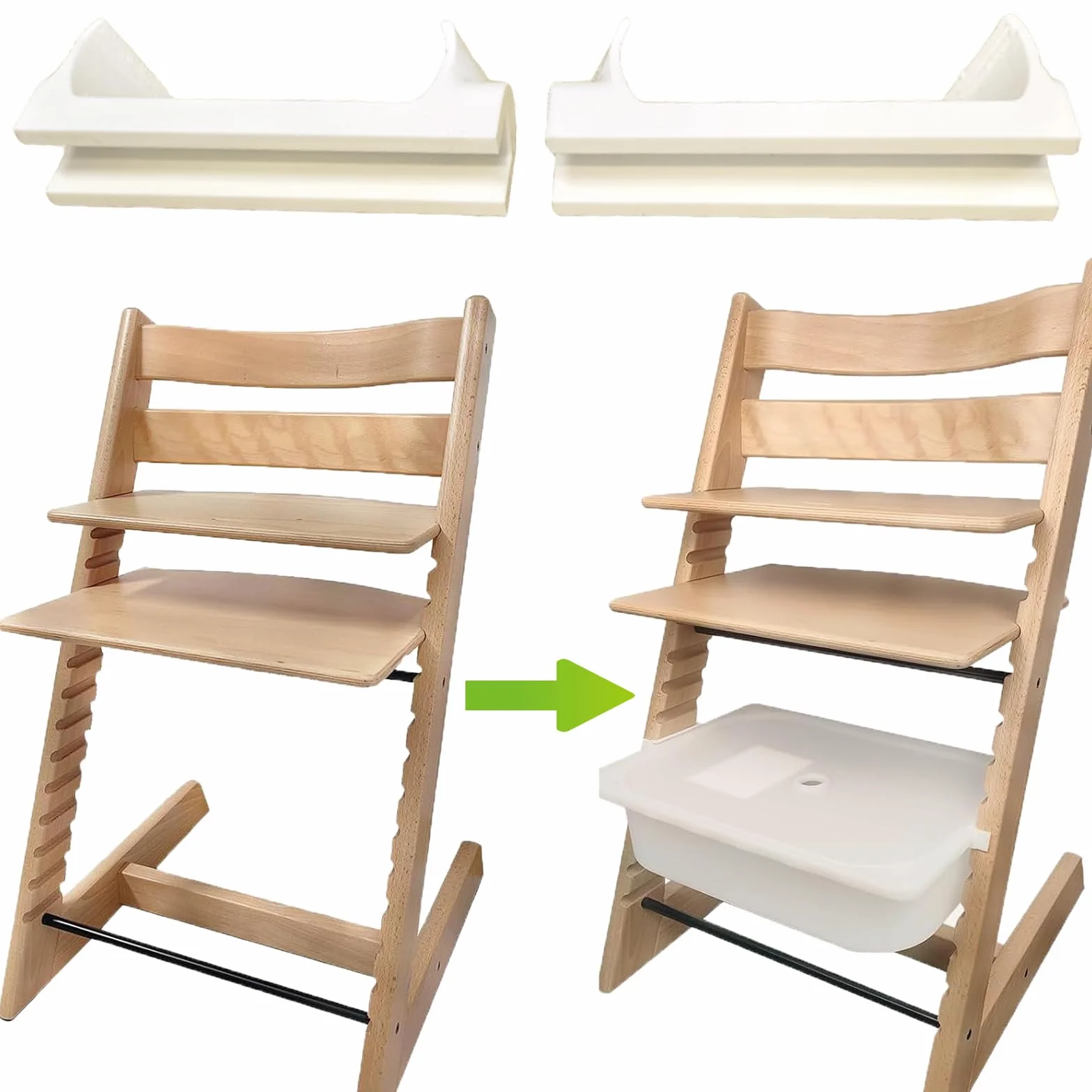 Adattatore Adatto per Stokke TrippTrapp compatibile con Ikea Trofast Scatola di Plastica, Soluzione Organizer Salvaspazio, Fissaggio per Seggiolone (Usare con coperchio)