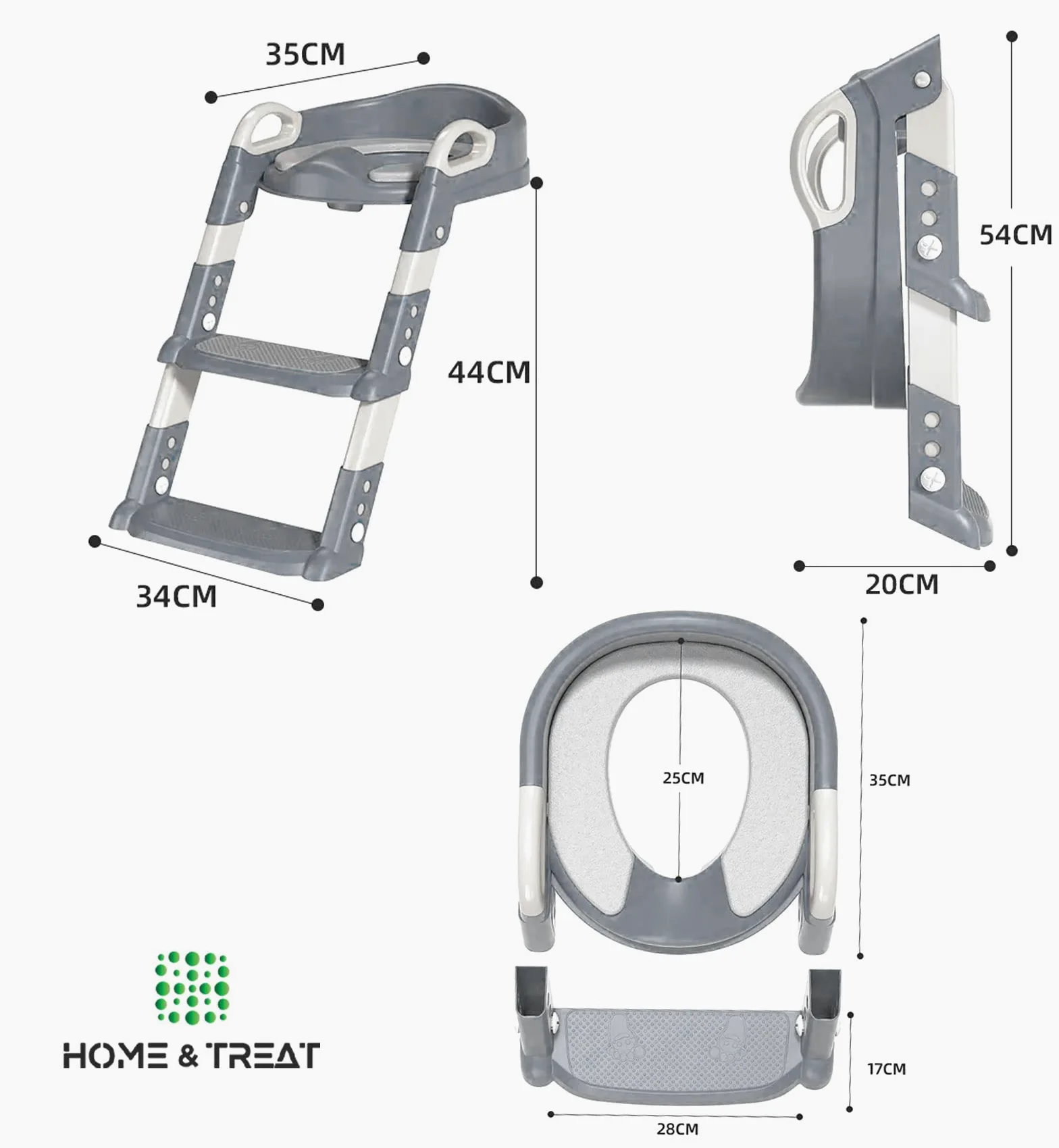 Sedile per WC per bambini e vasino per bambini | Protezione antispruzzo morbida maniglia per neonati e bambini, anello unisex con maniglie e schienale per una maggiore sicurezza (sedile WC con scala)