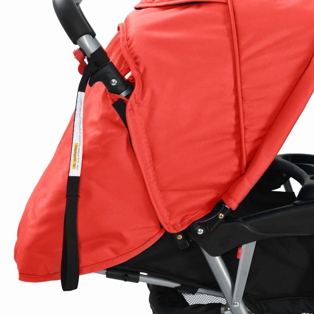 vidaXL 10111 - Passeggino gemellare, colore: rosso, multicolore