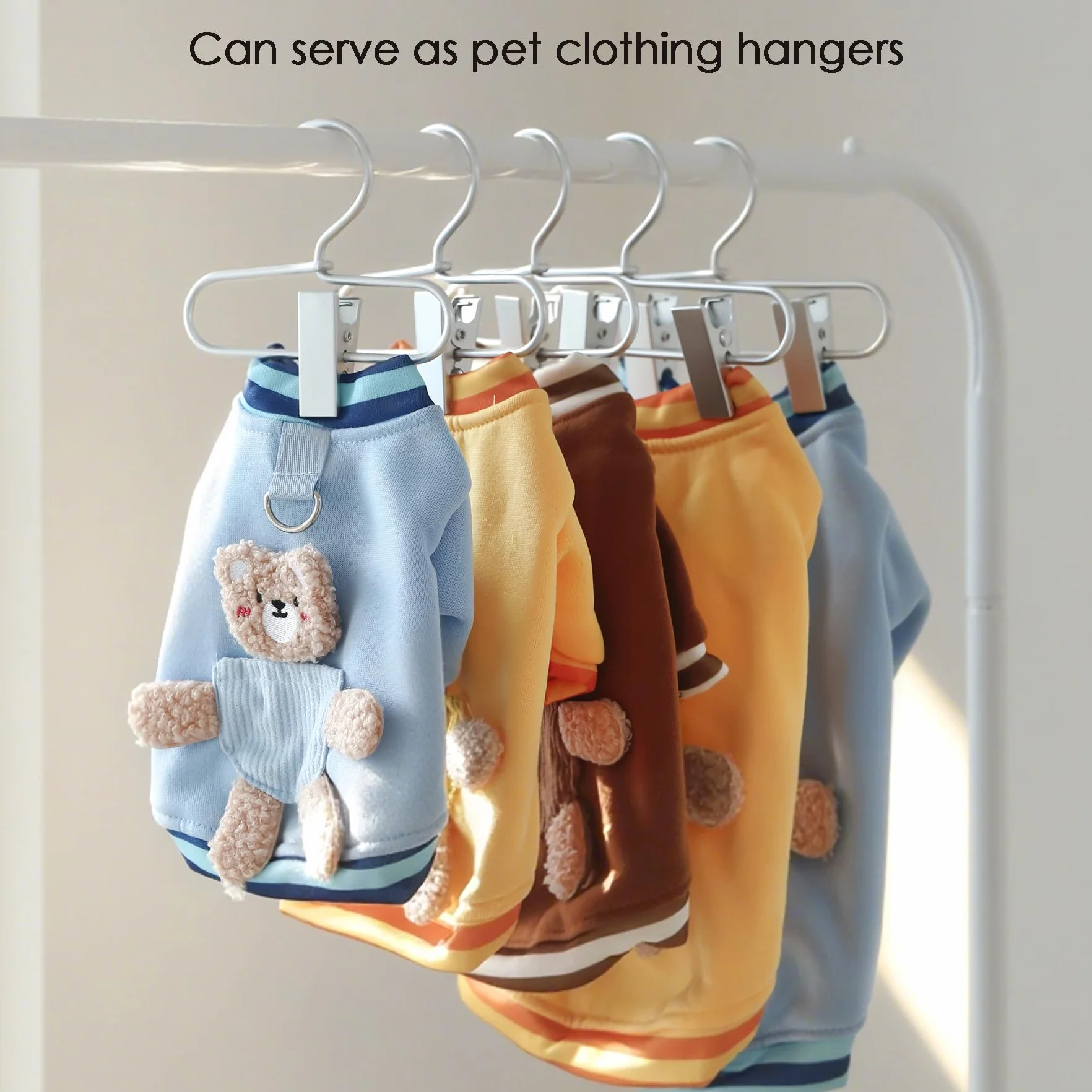 SHIMOYAMA Grucce appendiabiti per bambini con clip, antiscivolo e regolabili, confezione da 6 pezzi, in alluminio (18 cm), piccole grucce per vestiti per neonati e animali domestici