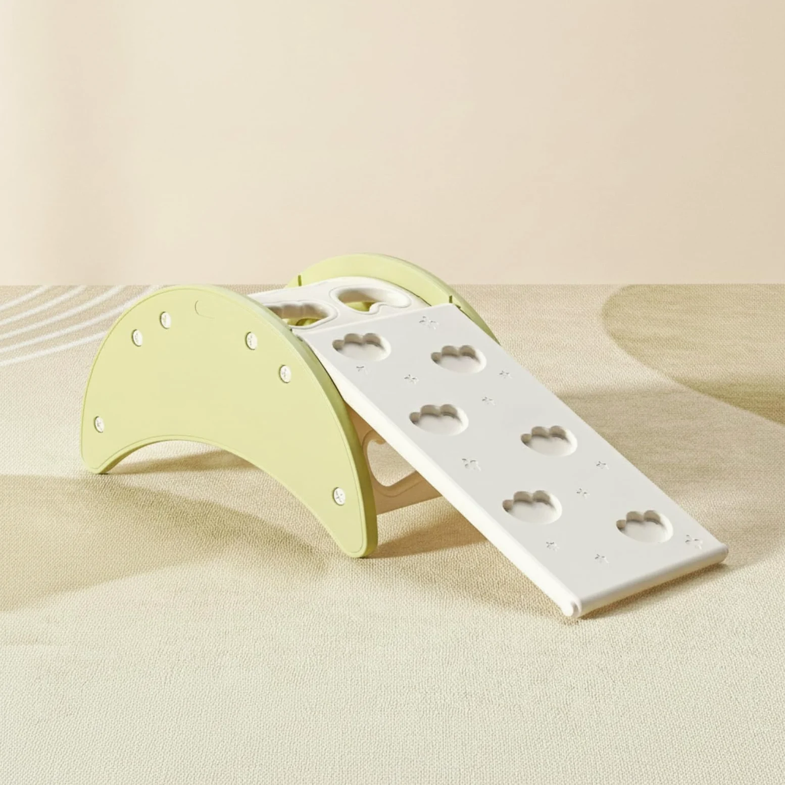 Arco Montessoriano Multifunzionale Dondolo in Legno Sicuro Giocattolo per Neonati, Giallo, style to 6