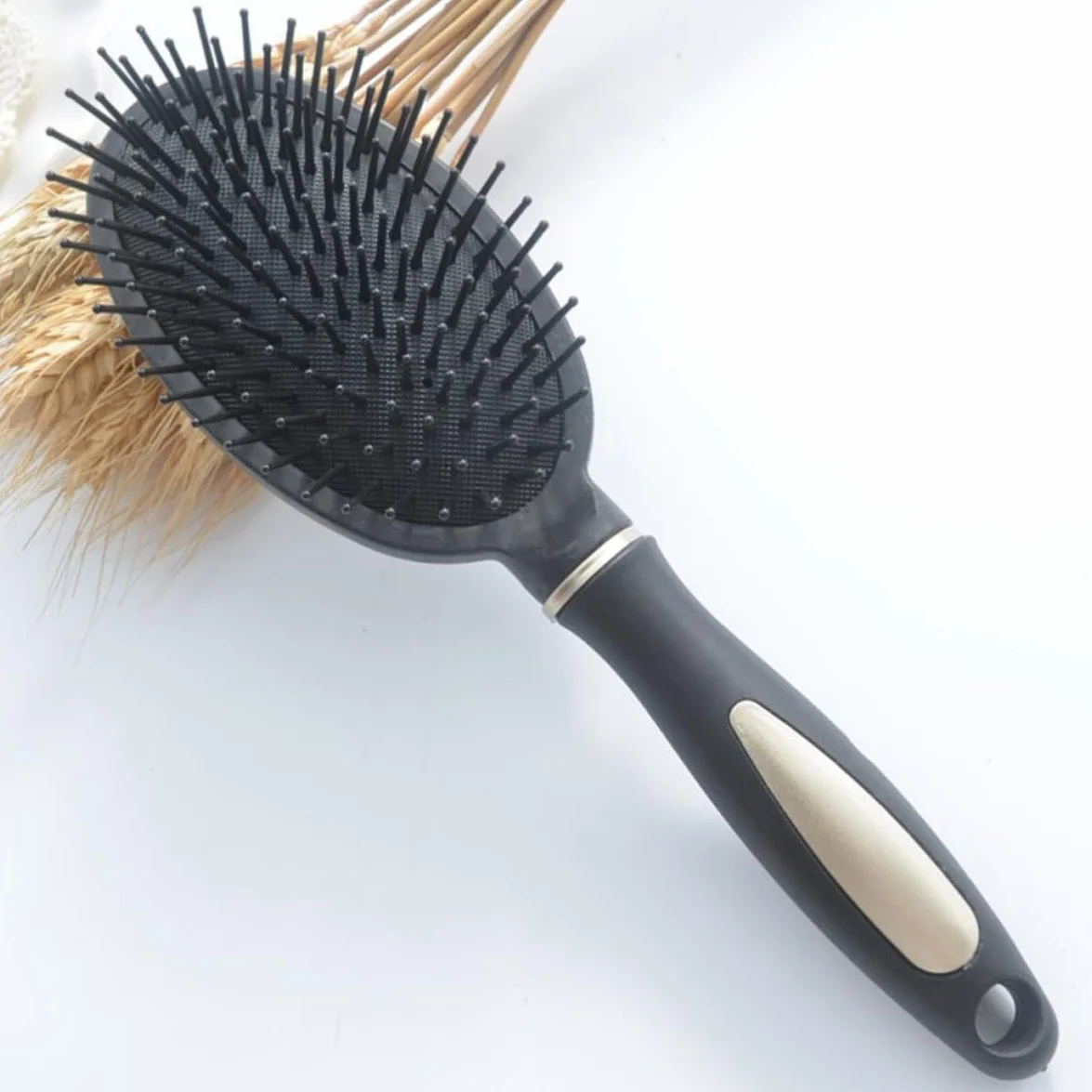 Pettini Massaggianti Antistatici con Manico Ergonomico Set 3 in Plastica Colore Nero per Capelli Ricci, Adatti per Salone e Casa