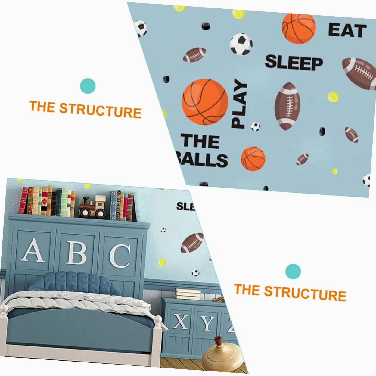 Toyvian 4pezzi Adesivi Murali Decorativi Per Ragazzo Ragazza Stickers Rimovibili Con Motivi Sportivi Di Calcio e Basket Per Camerette e Stanze Dei Giochi